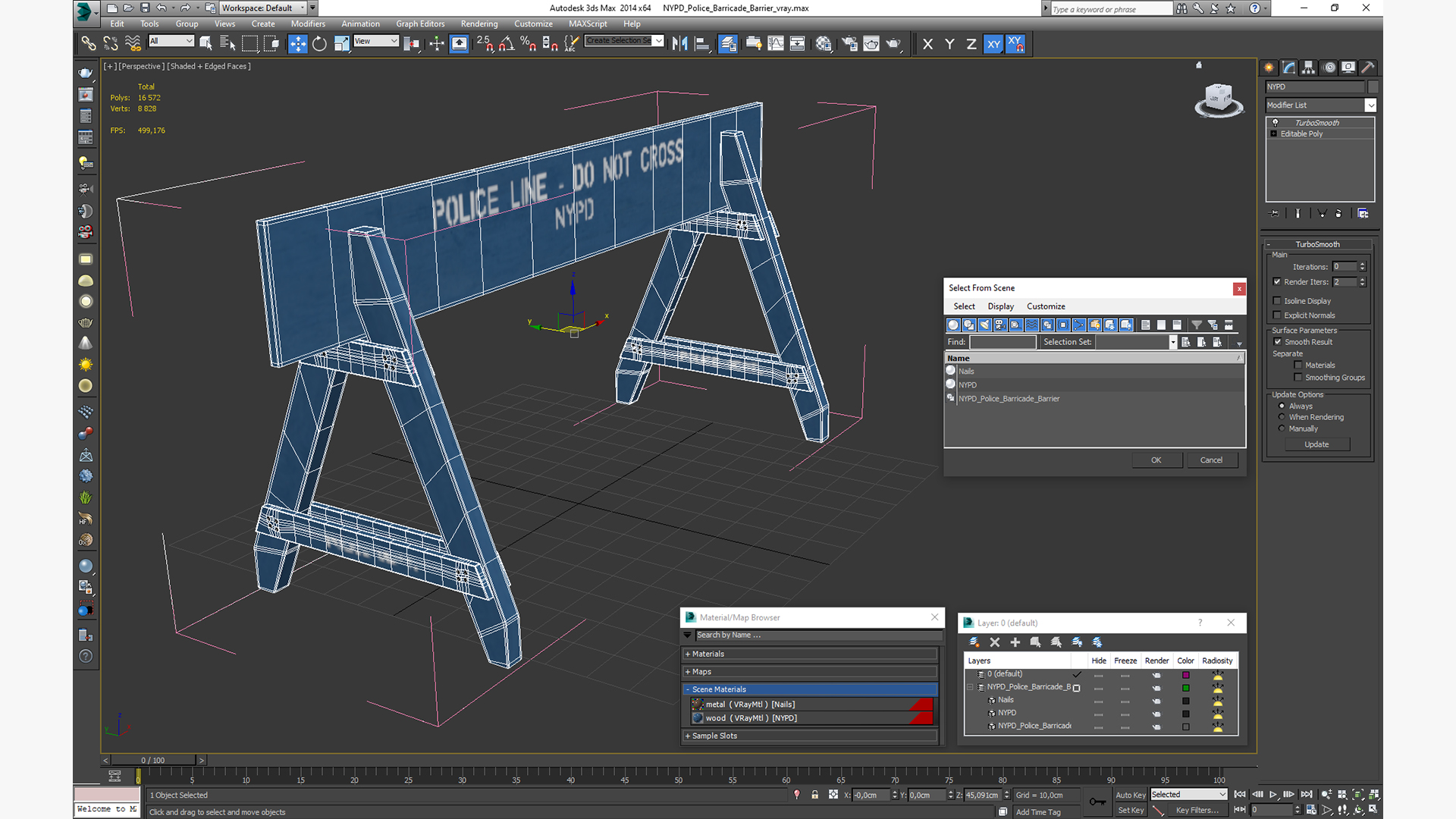 NYPD Police Barricade Barrier 3D model