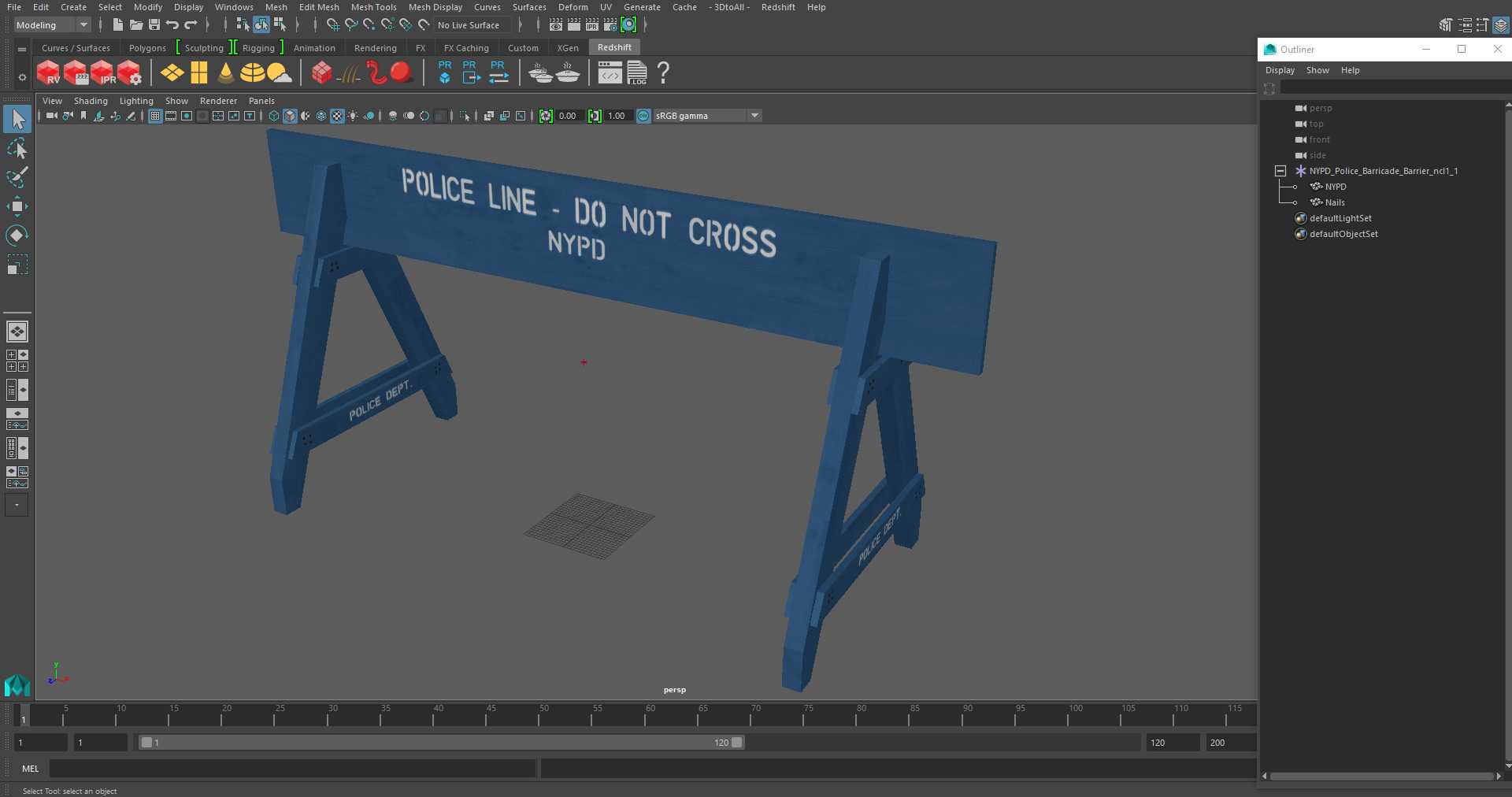 NYPD Police Barricade Barrier 3D model