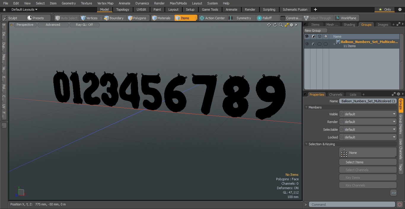 Balloon Numbers Set Multicolored 3D