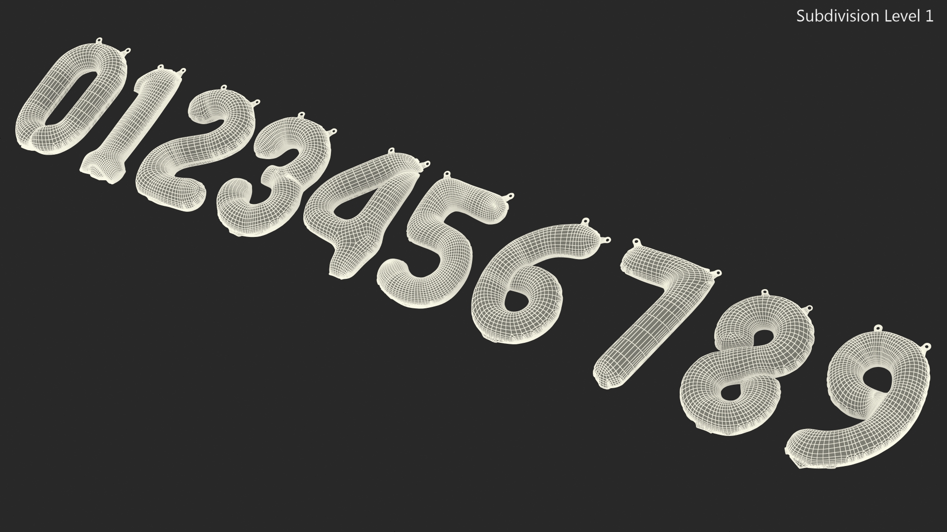 Balloon Numbers Set Multicolored 3D