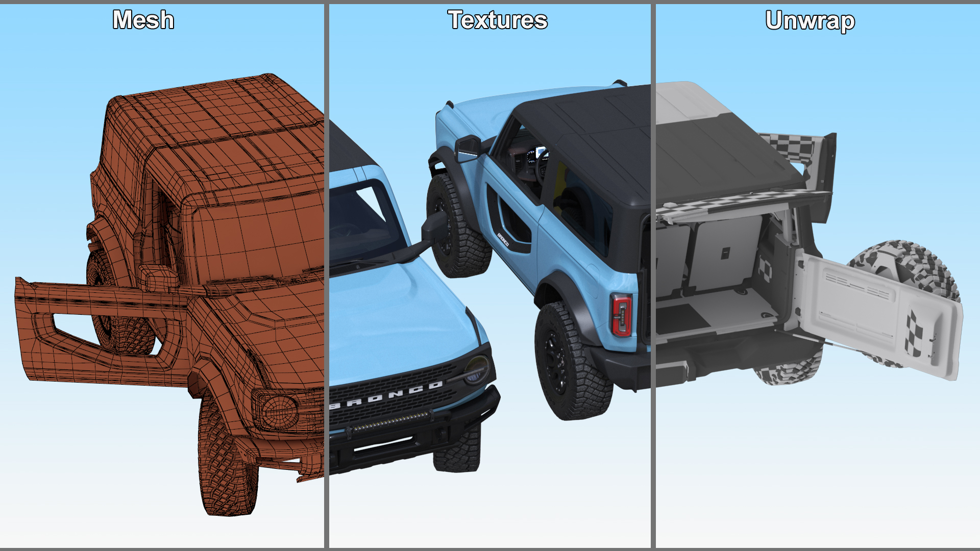 3D model Ford Bronco Two Door Area 51 Rigged