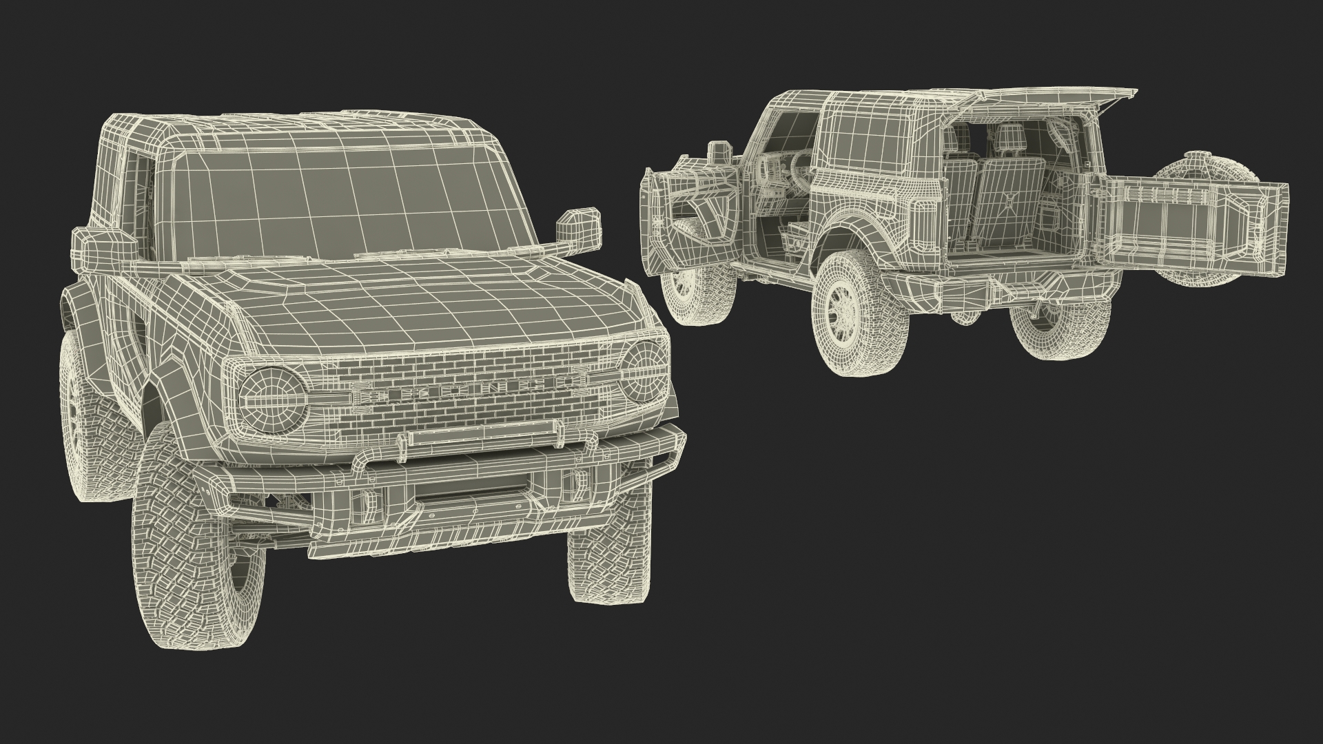 3D model Ford Bronco Two Door Area 51 Rigged