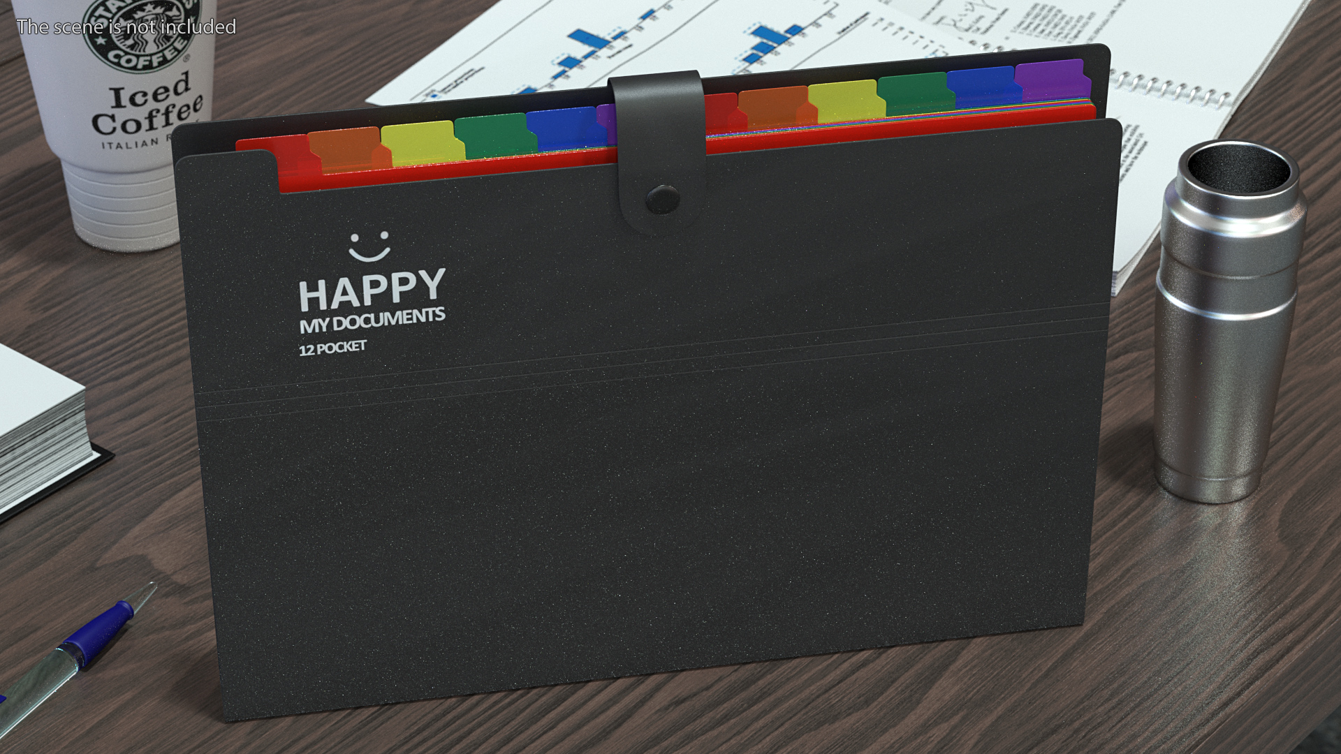 Plastic Expanding File Folder Closed Black 3D