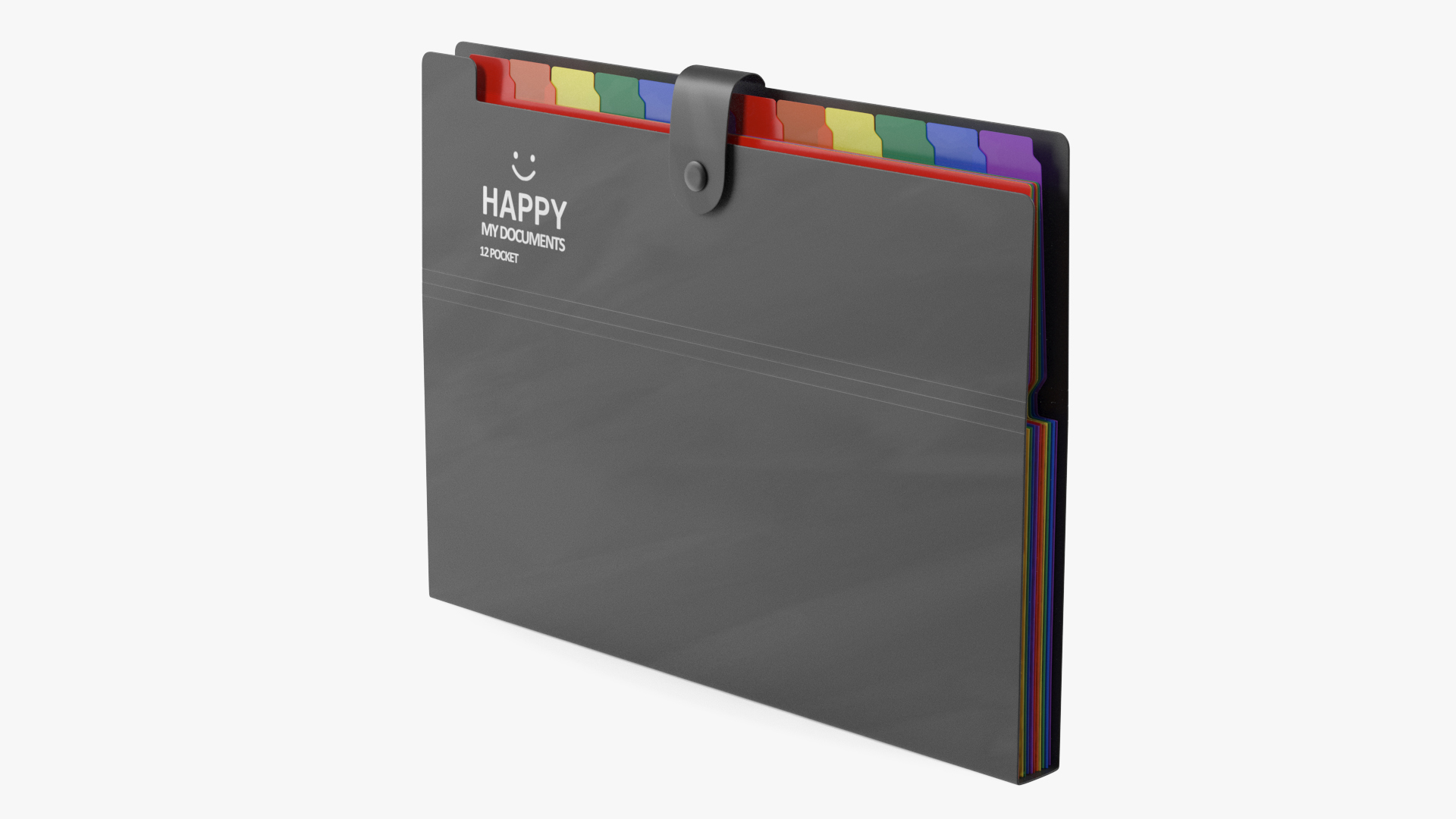 Plastic Expanding File Folder Closed Black 3D
