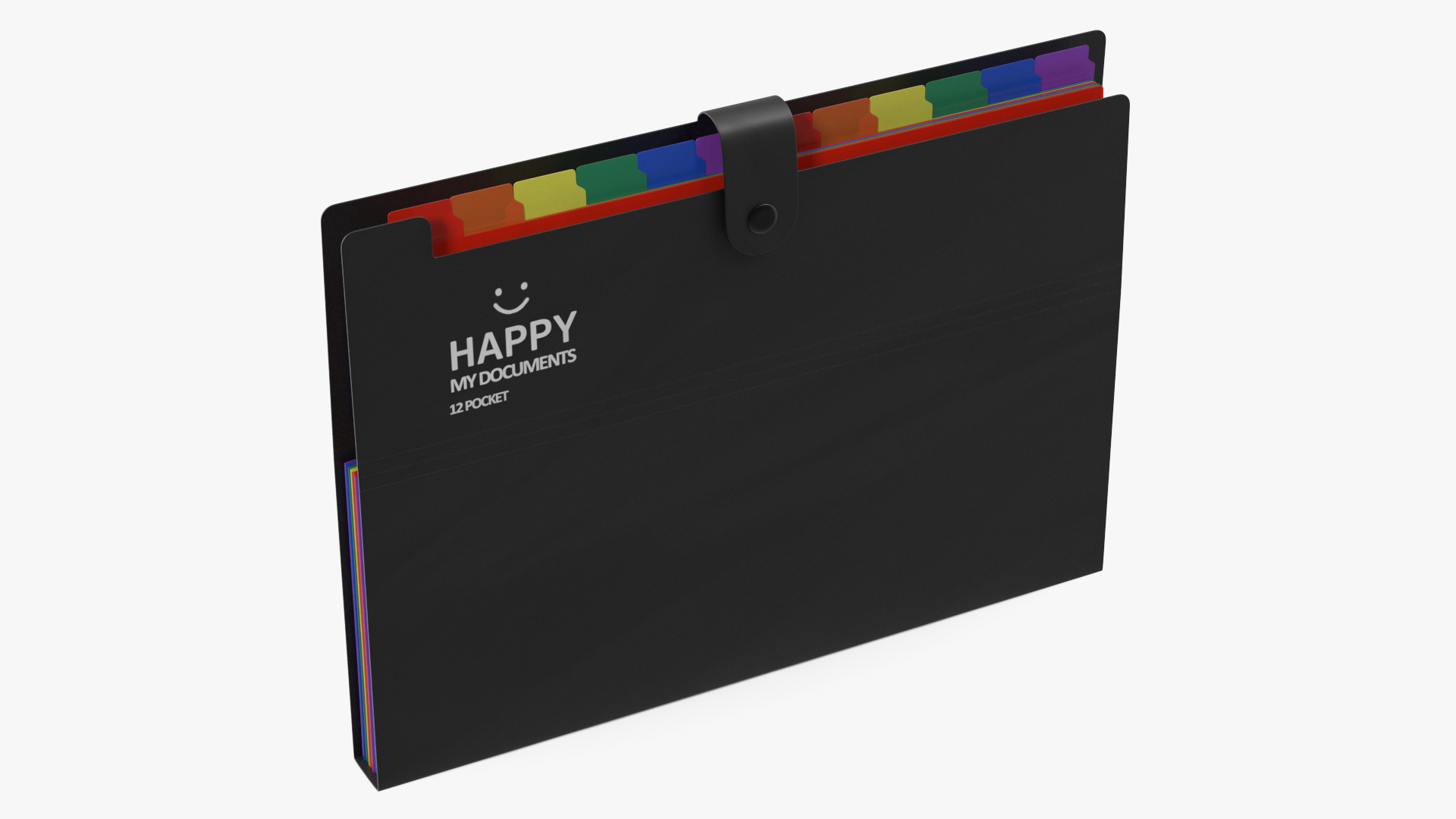 Plastic Expanding File Folder Closed Black 3D