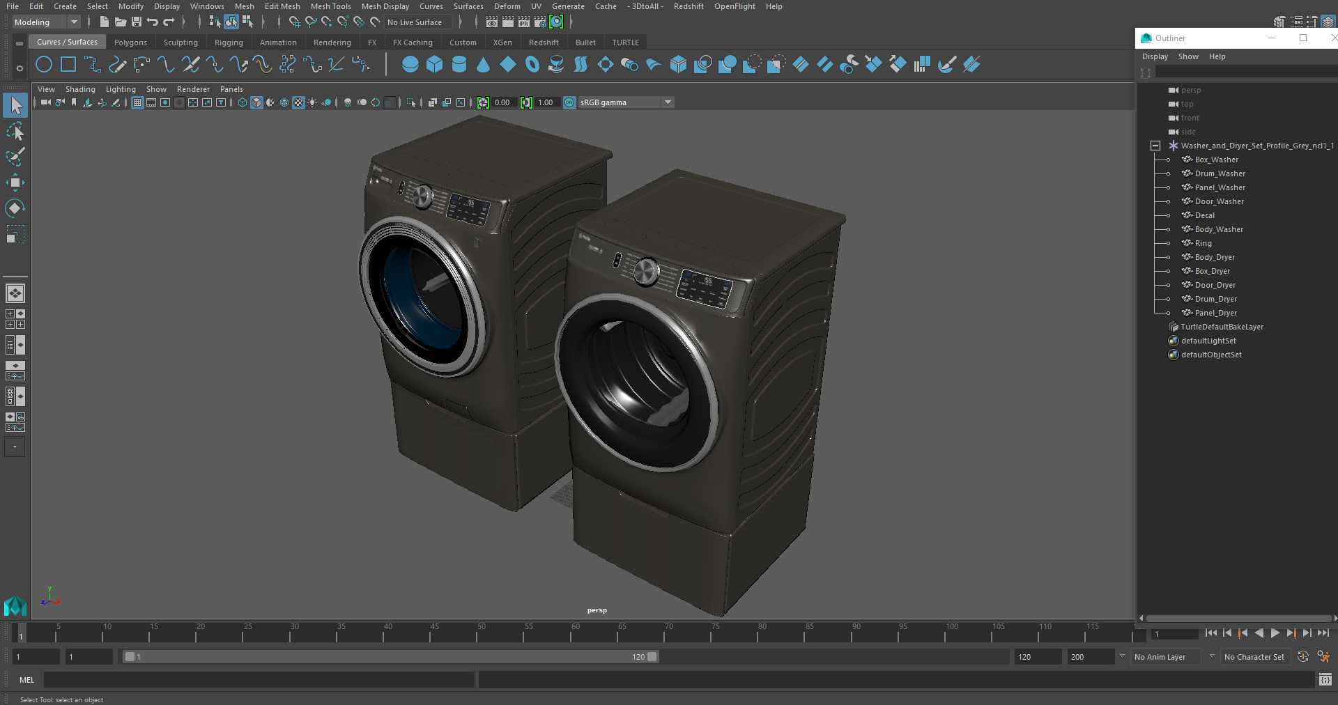3D Washer and Dryer Set Profile Grey model