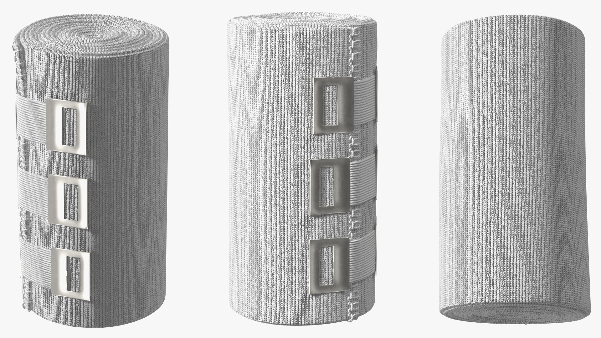 3D model Rolled Elastic Bandage White with Clamps