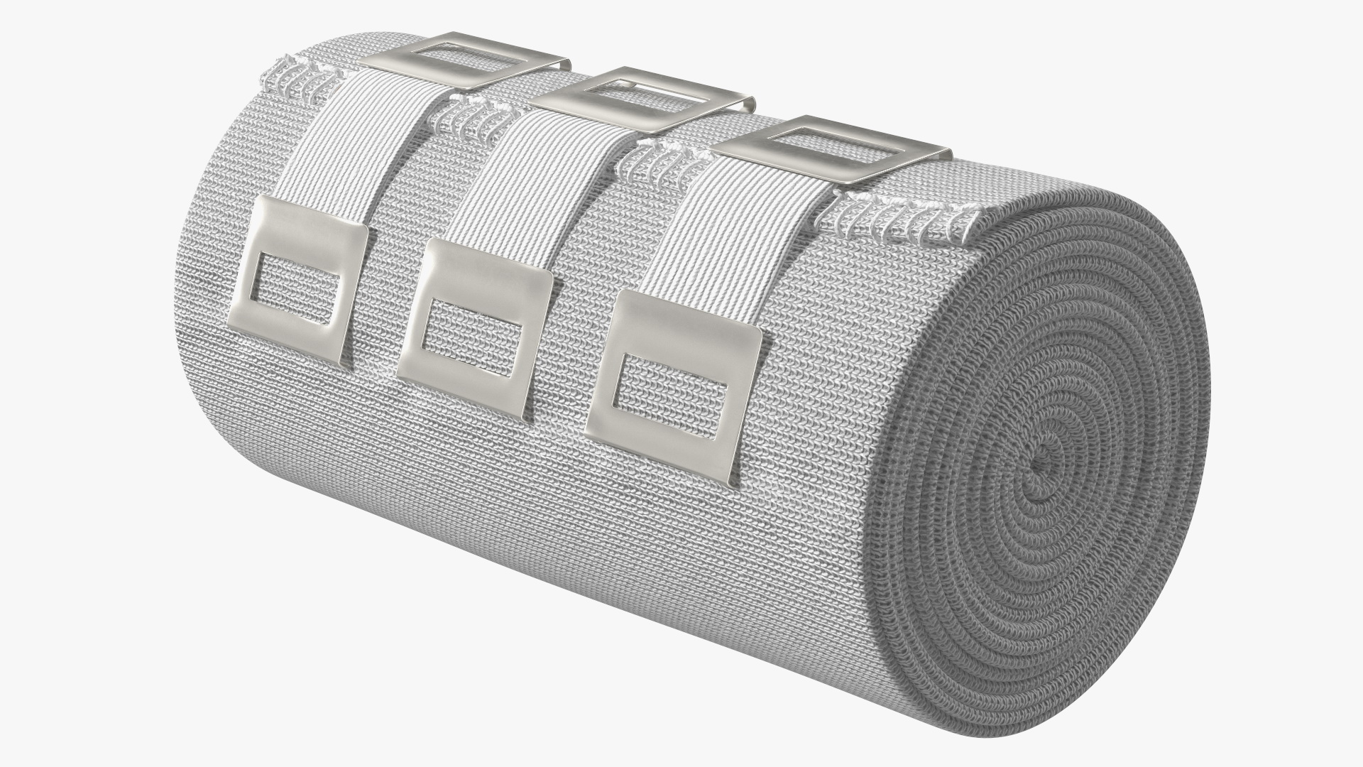 3D model Rolled Elastic Bandage White with Clamps