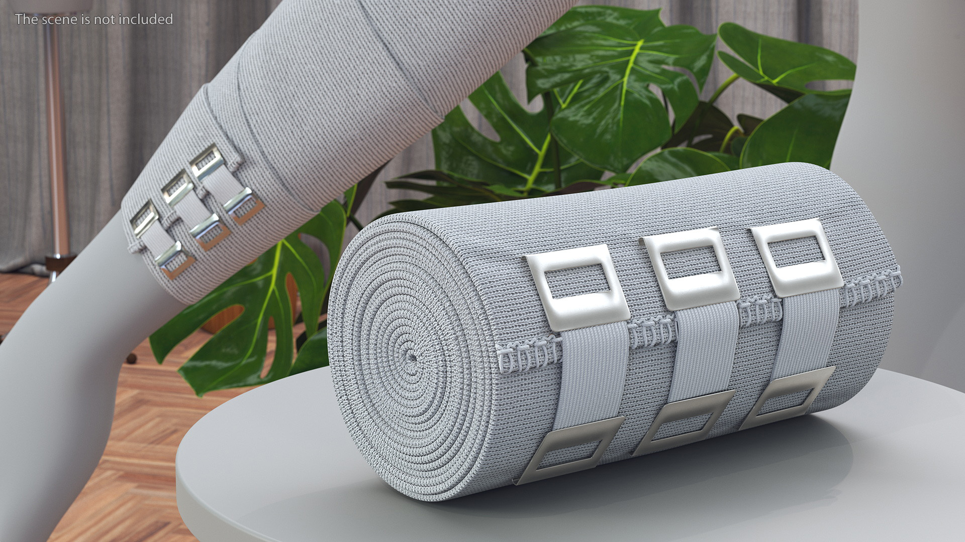 3D model Rolled Elastic Bandage White with Clamps