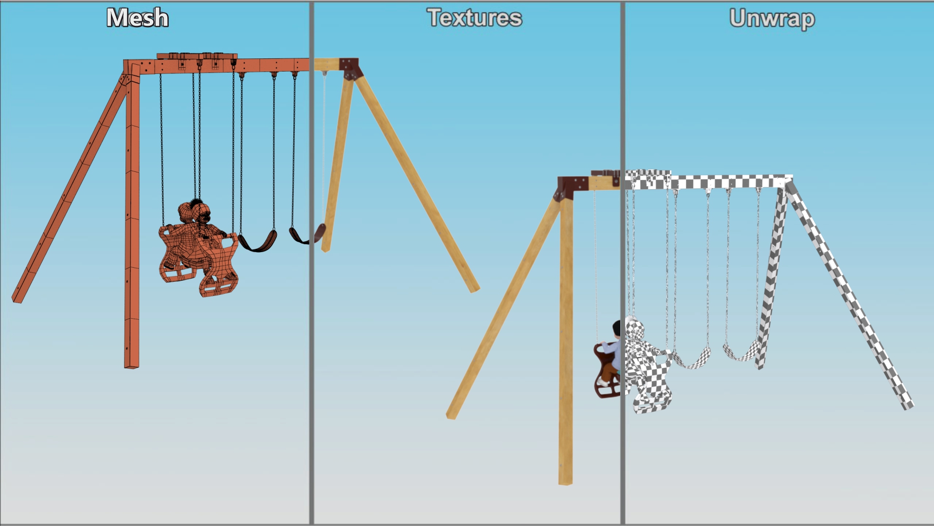 3D Boy and Girl on Swing
