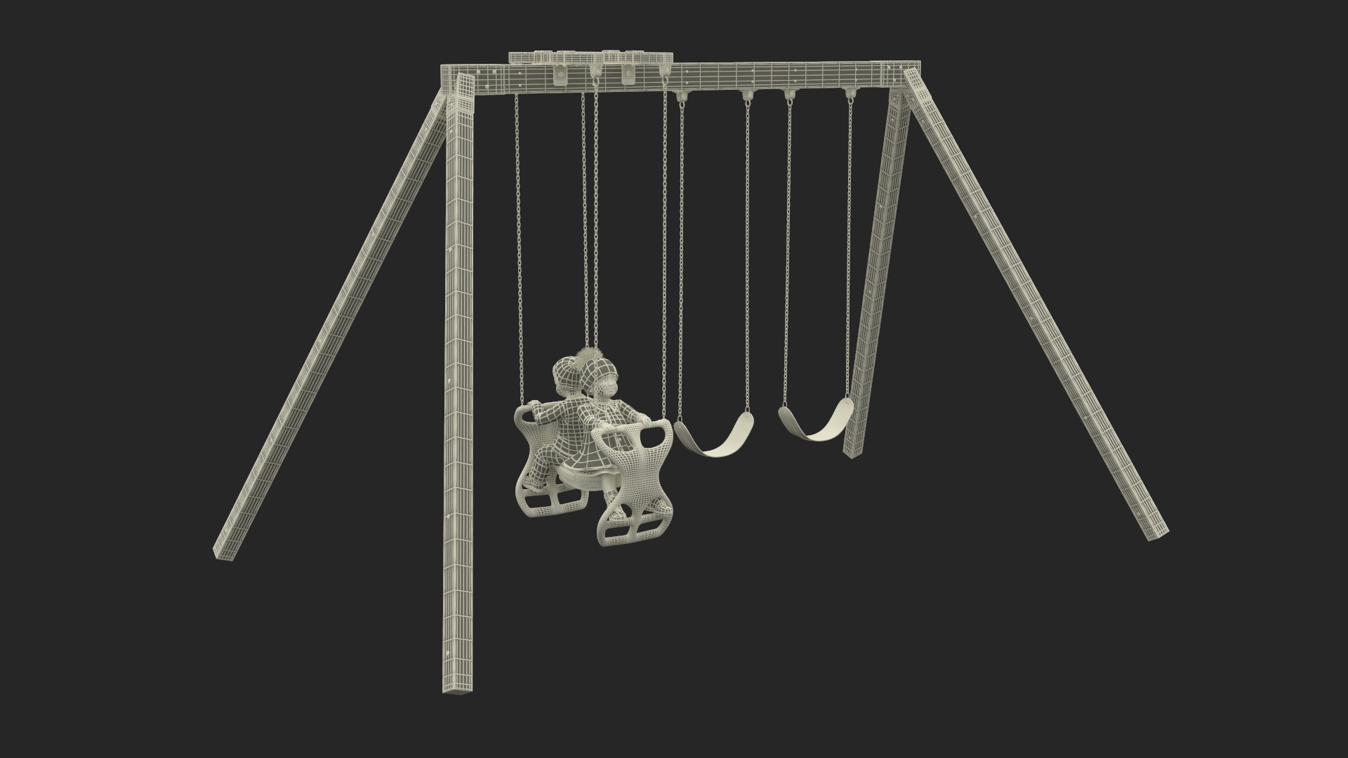 3D Boy and Girl on Swing