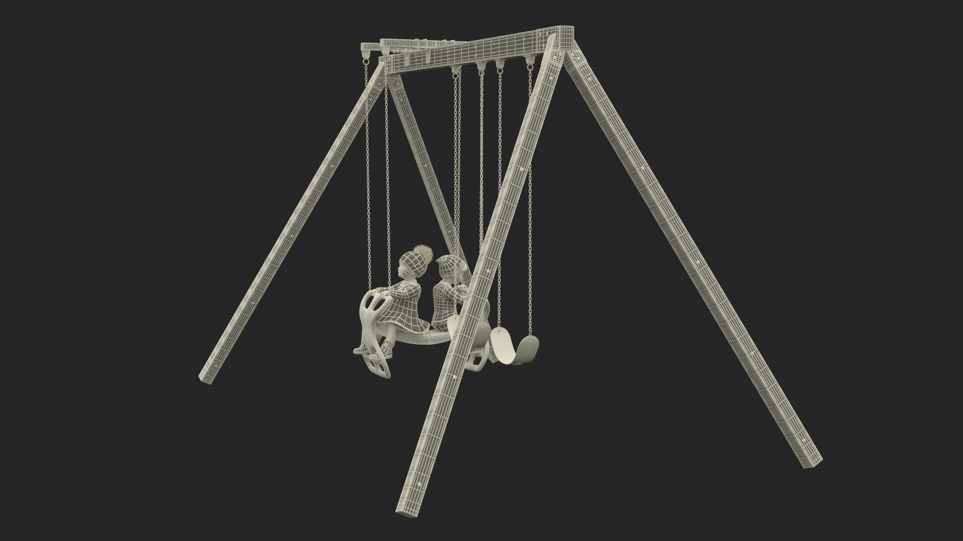 3D Boy and Girl on Swing