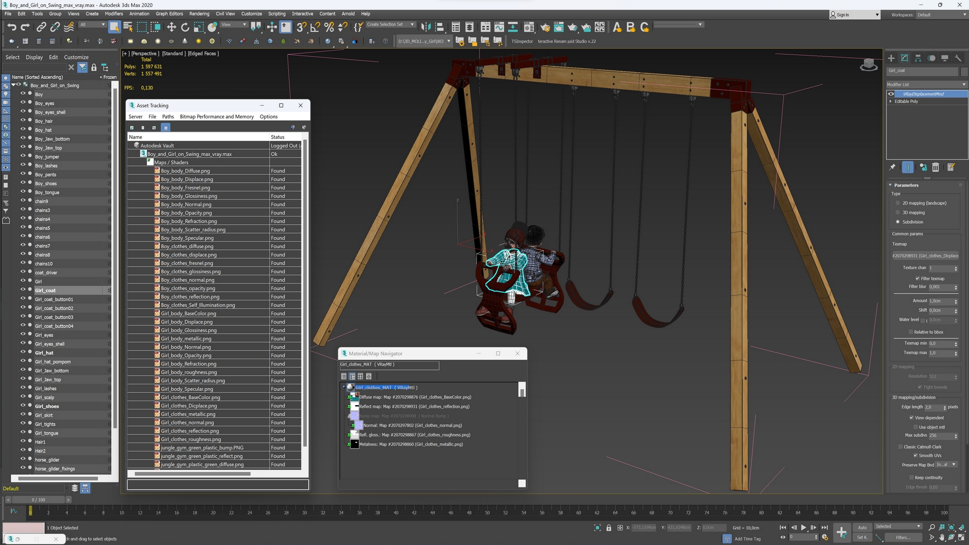 3D Boy and Girl on Swing