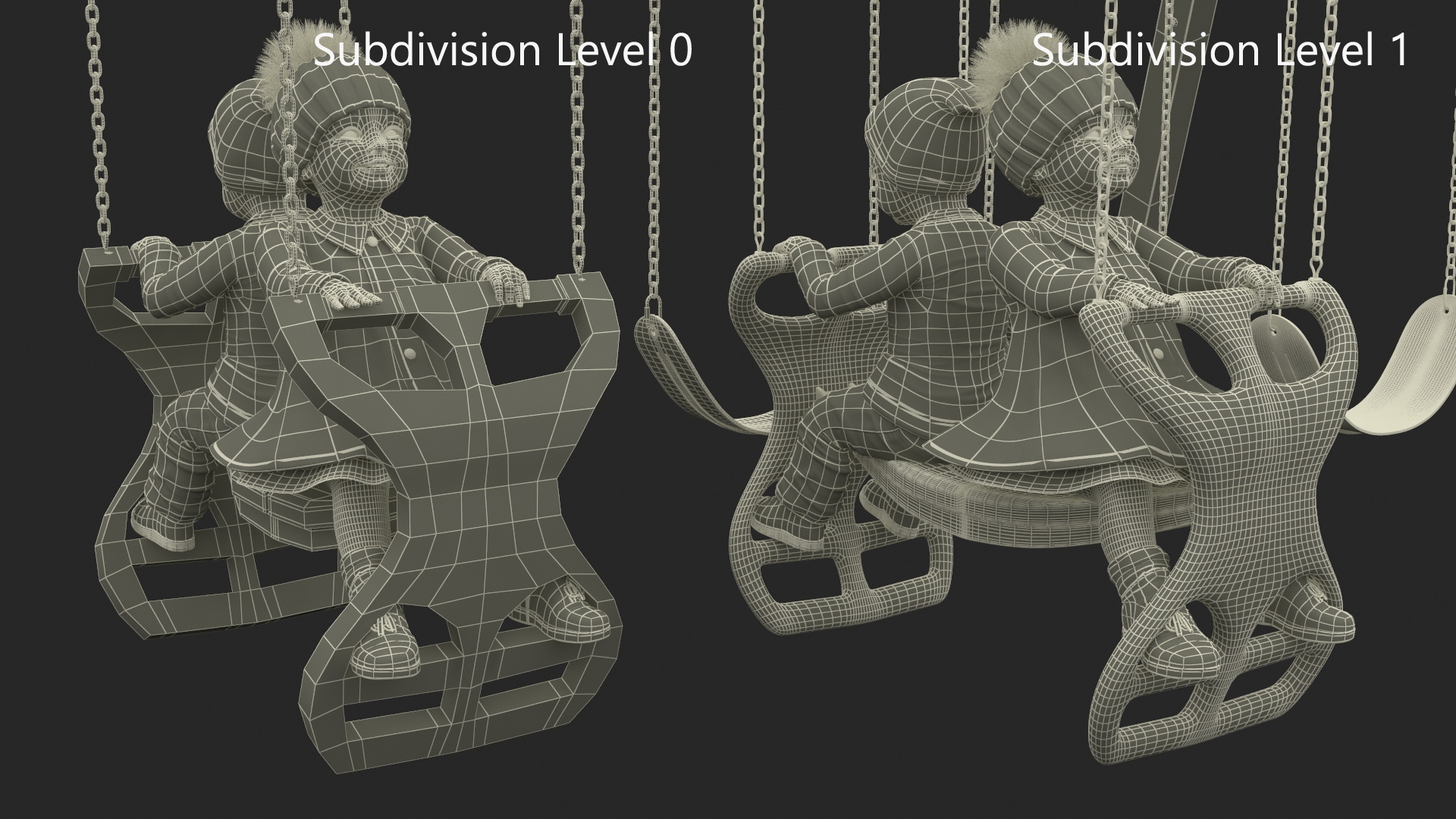 3D Boy and Girl on Swing
