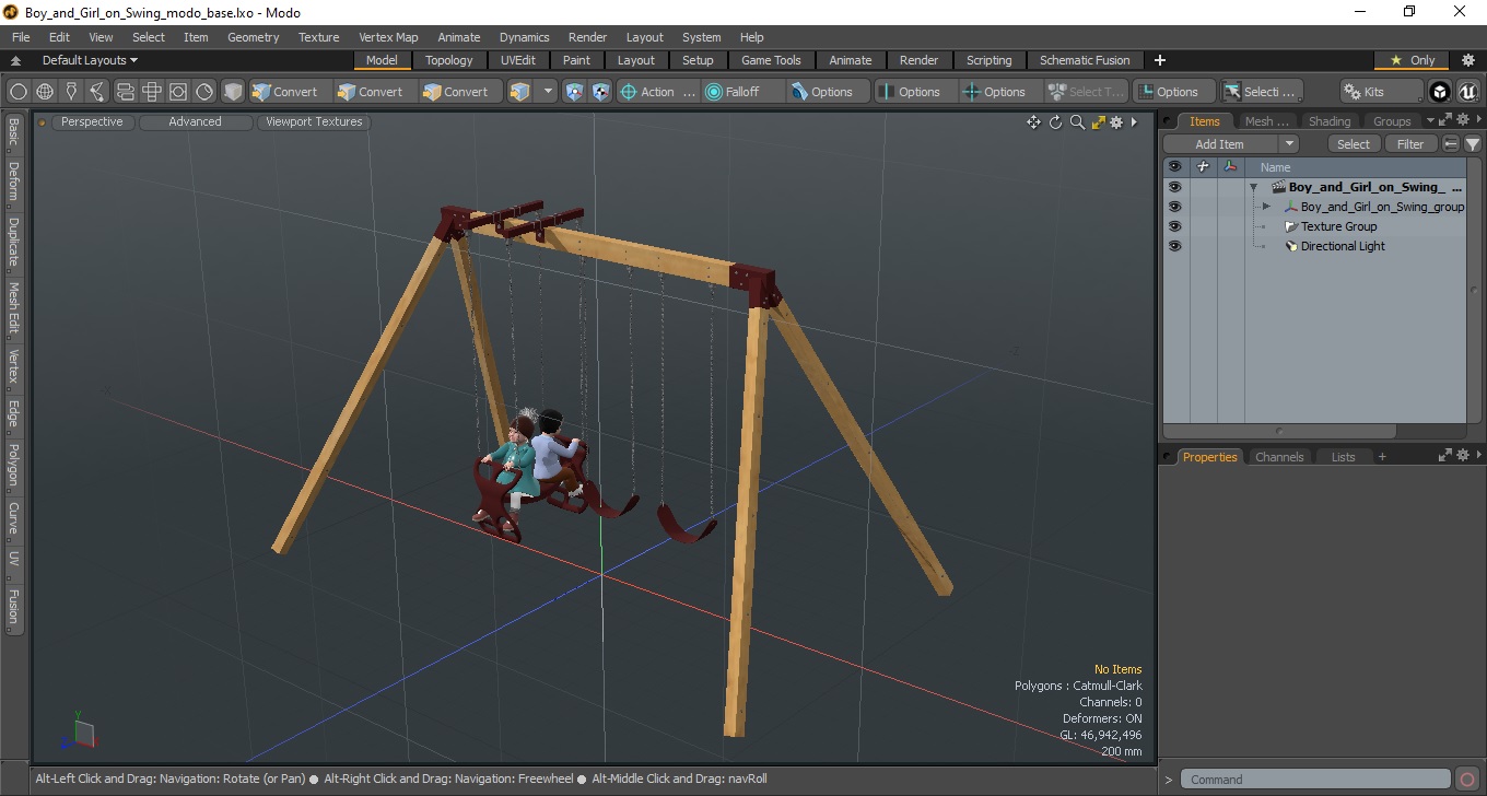 3D Boy and Girl on Swing