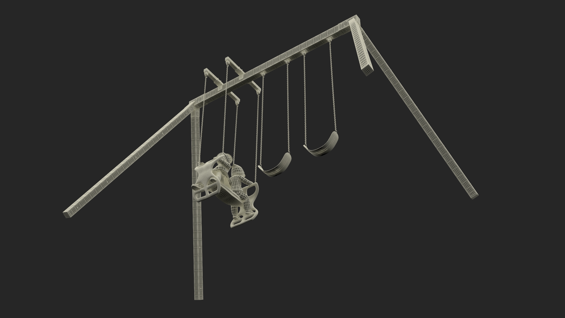 3D Boy and Girl on Swing