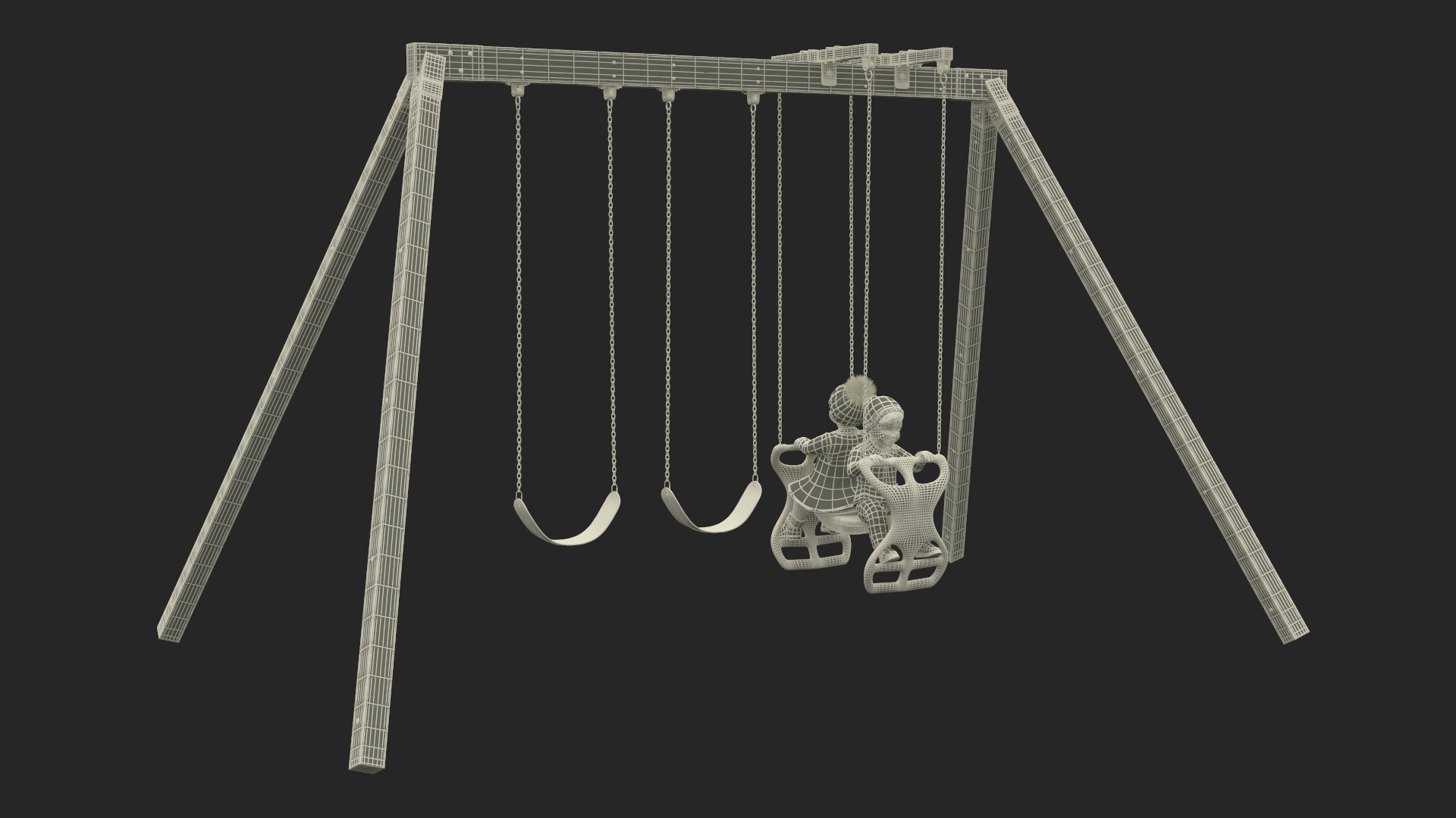 3D Boy and Girl on Swing