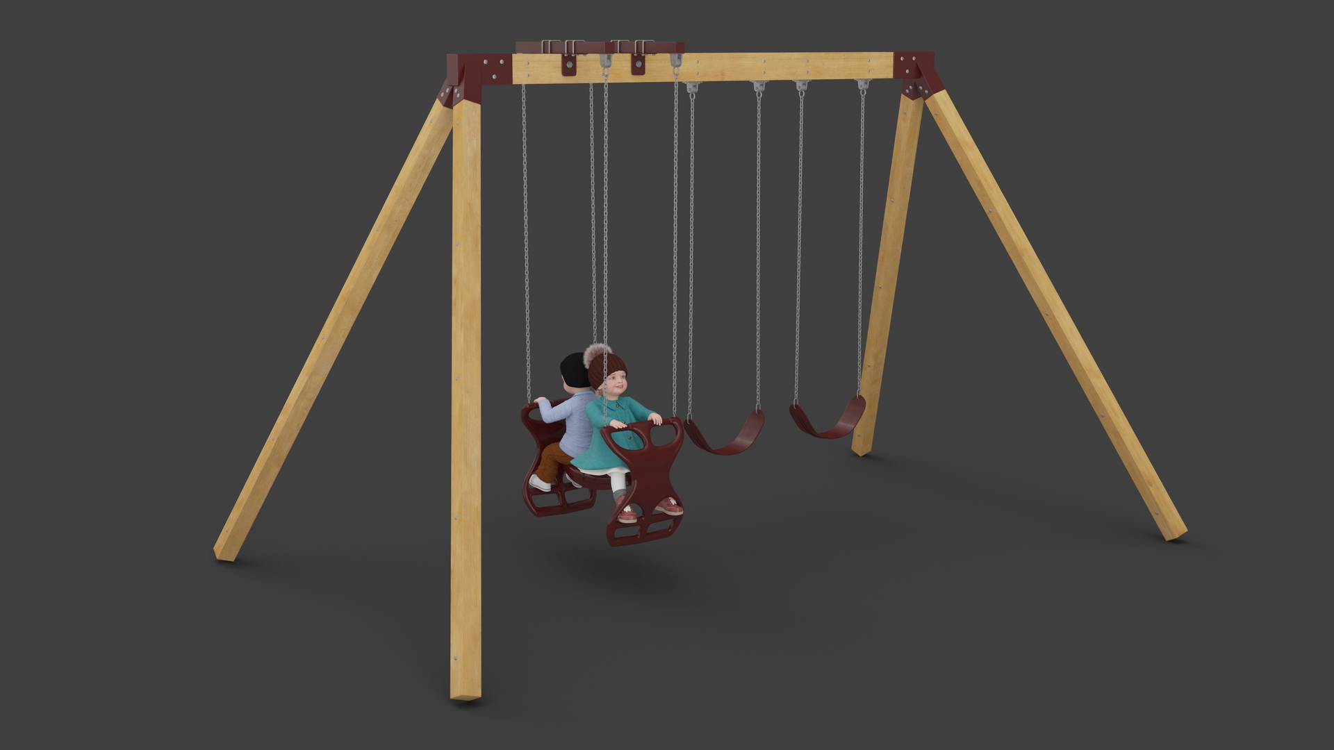 3D Boy and Girl on Swing