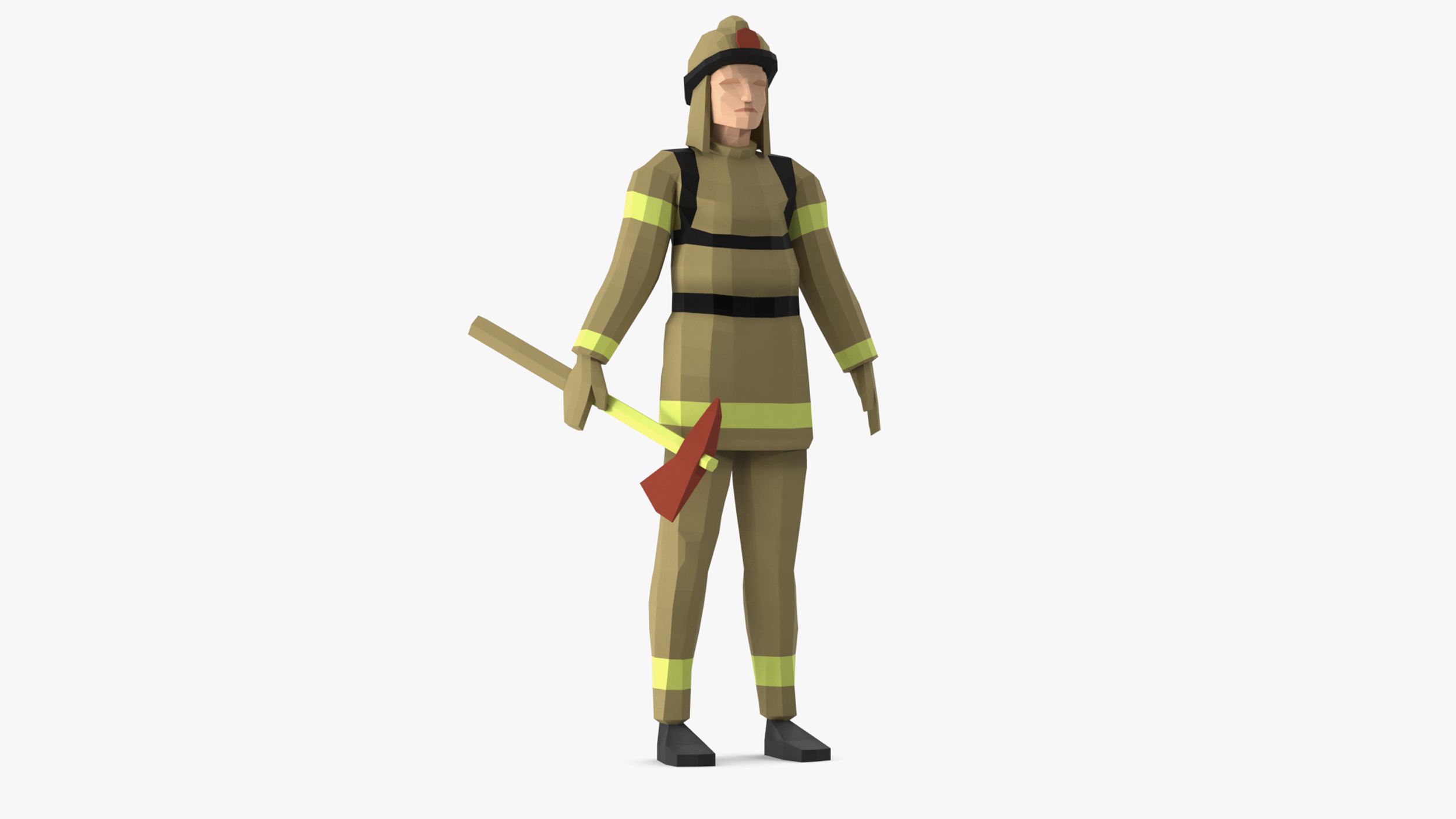3D Firefighter Low Poly Rigged for Maya
