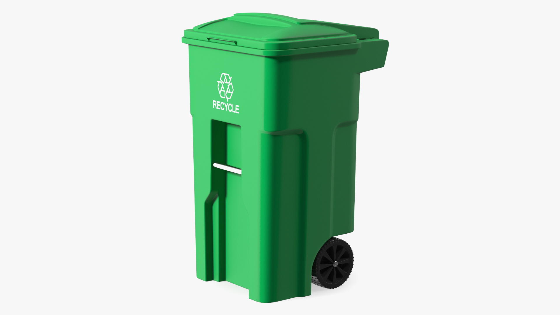 3D Green Plastic Wheeled Recycling Trash Can