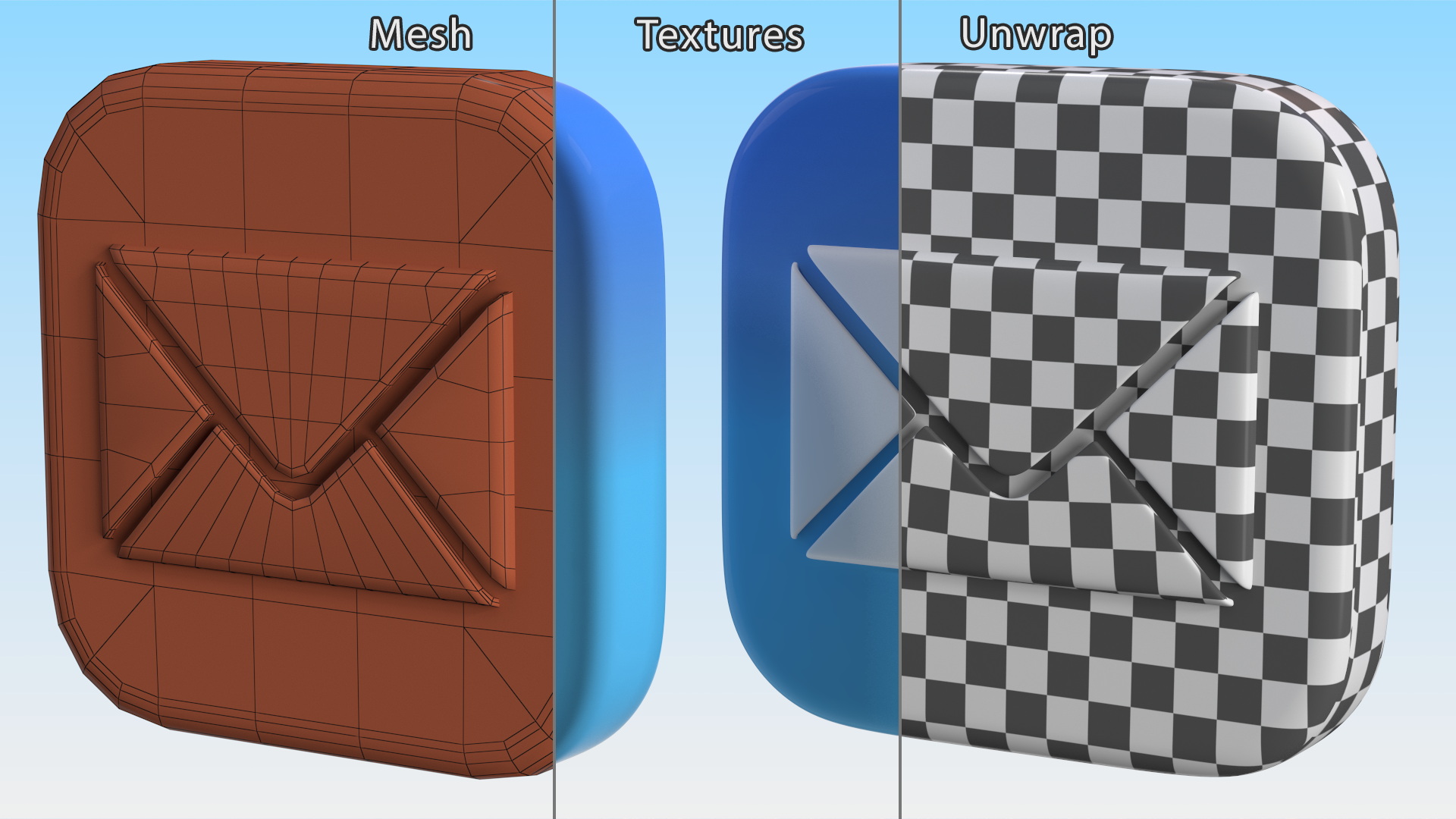 3D model iPhone iOS Mail Icon