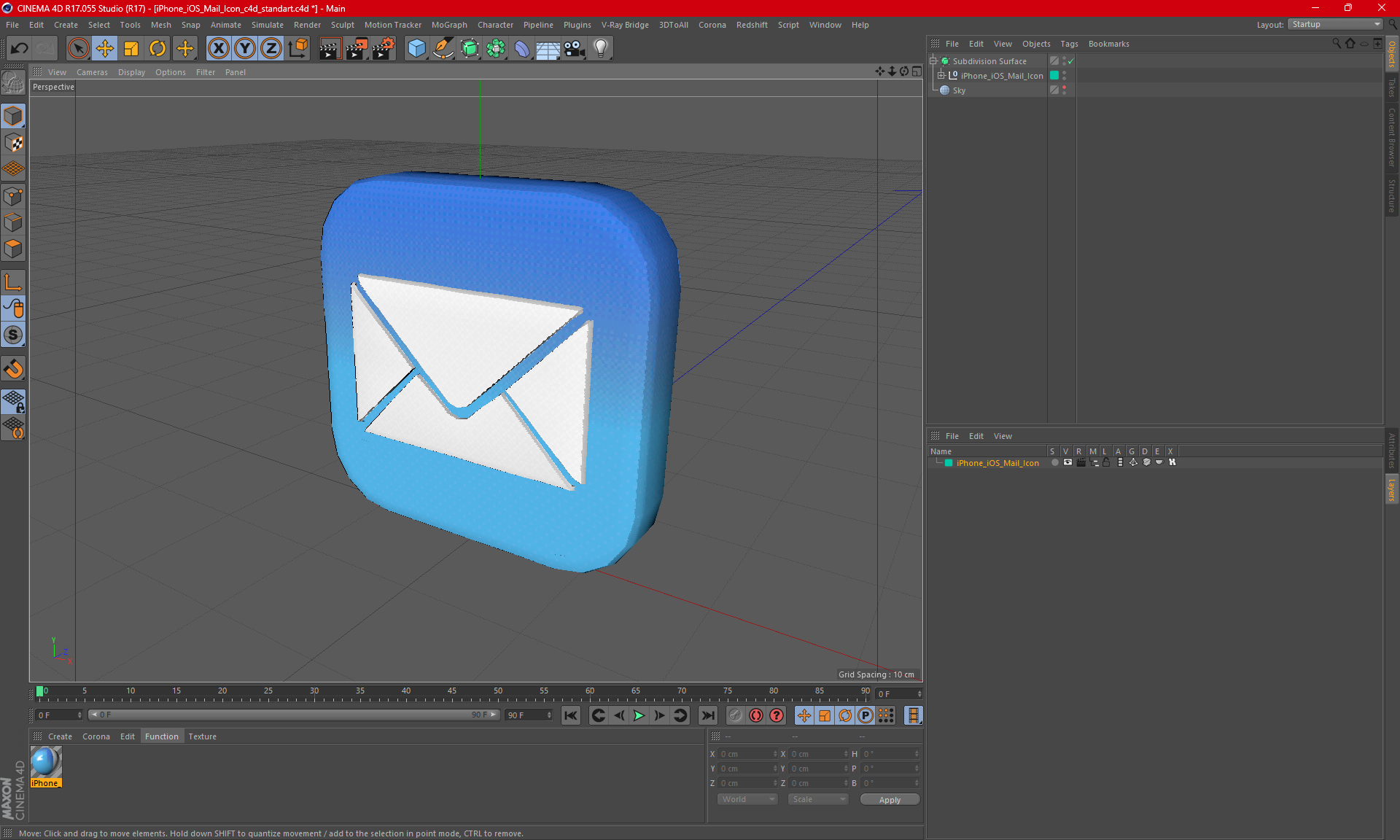 3D model iPhone iOS Mail Icon