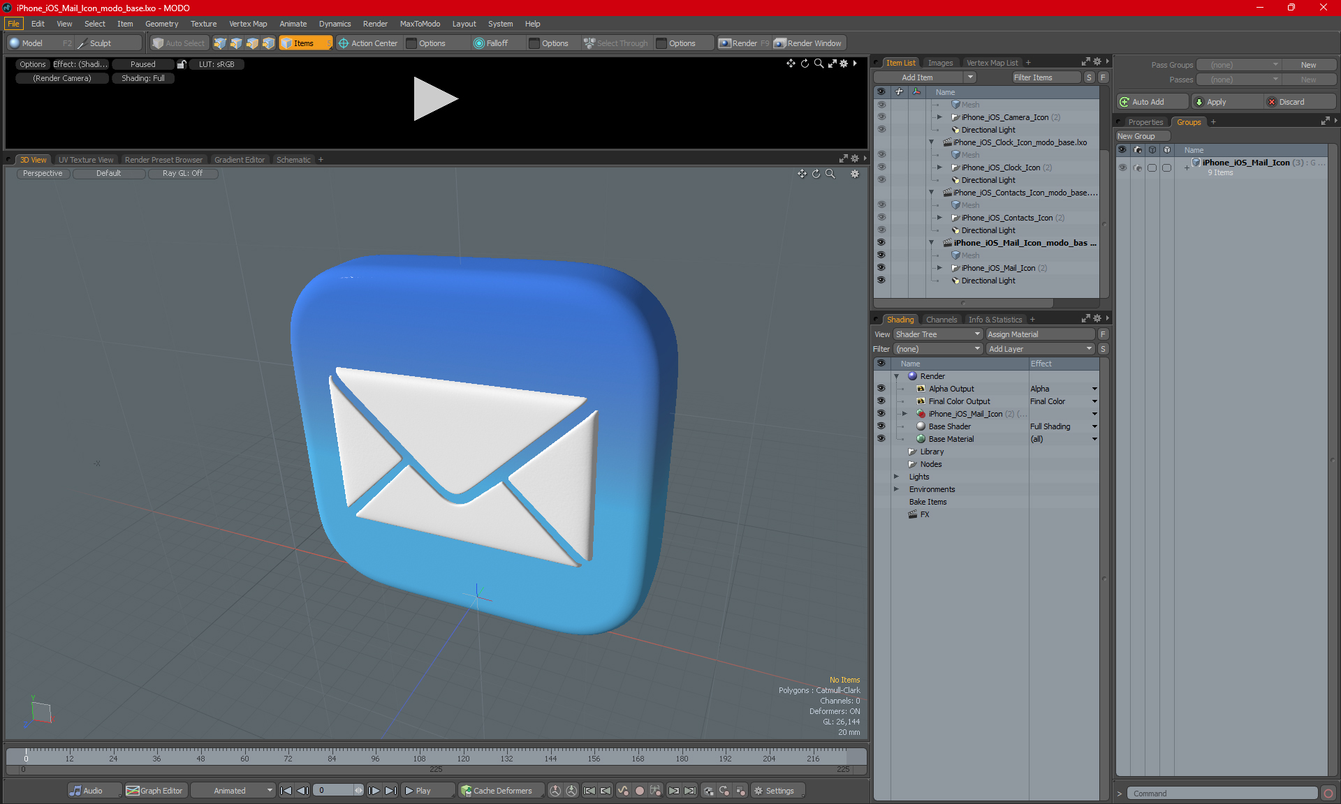 3D model iPhone iOS Mail Icon