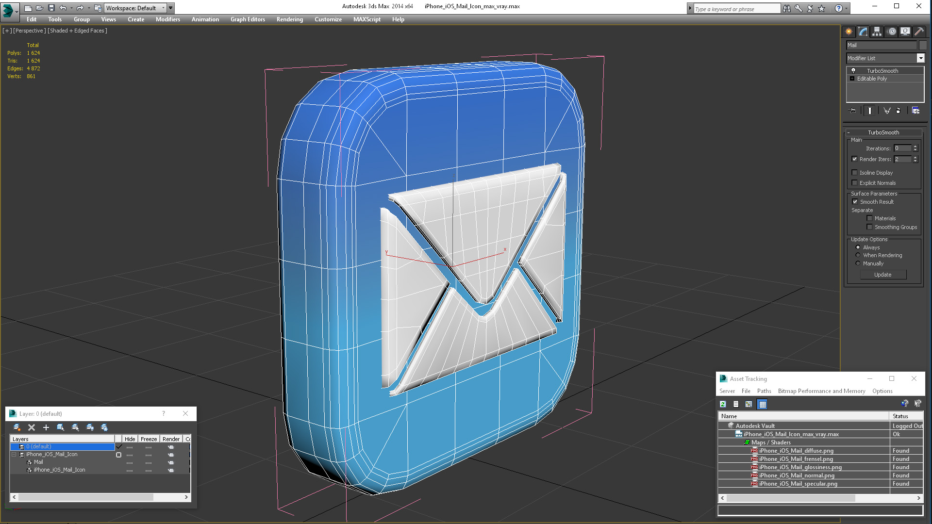 3D model iPhone iOS Mail Icon