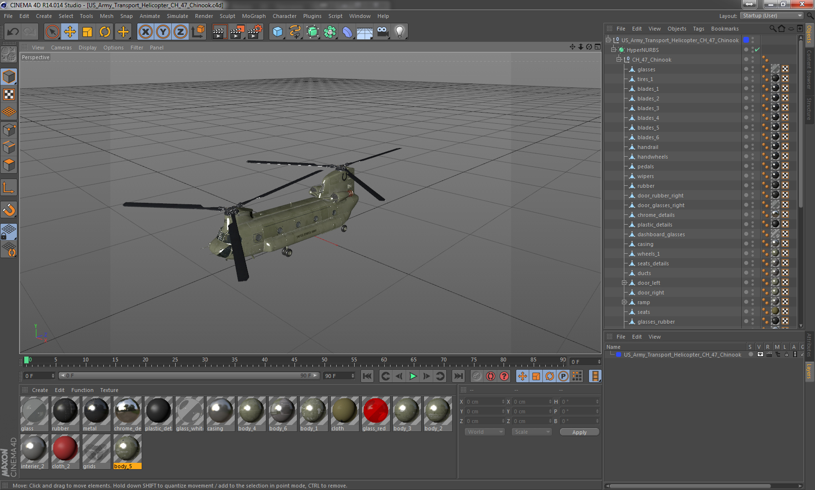 US Army Transport Helicopter CH 47 Chinook 3D