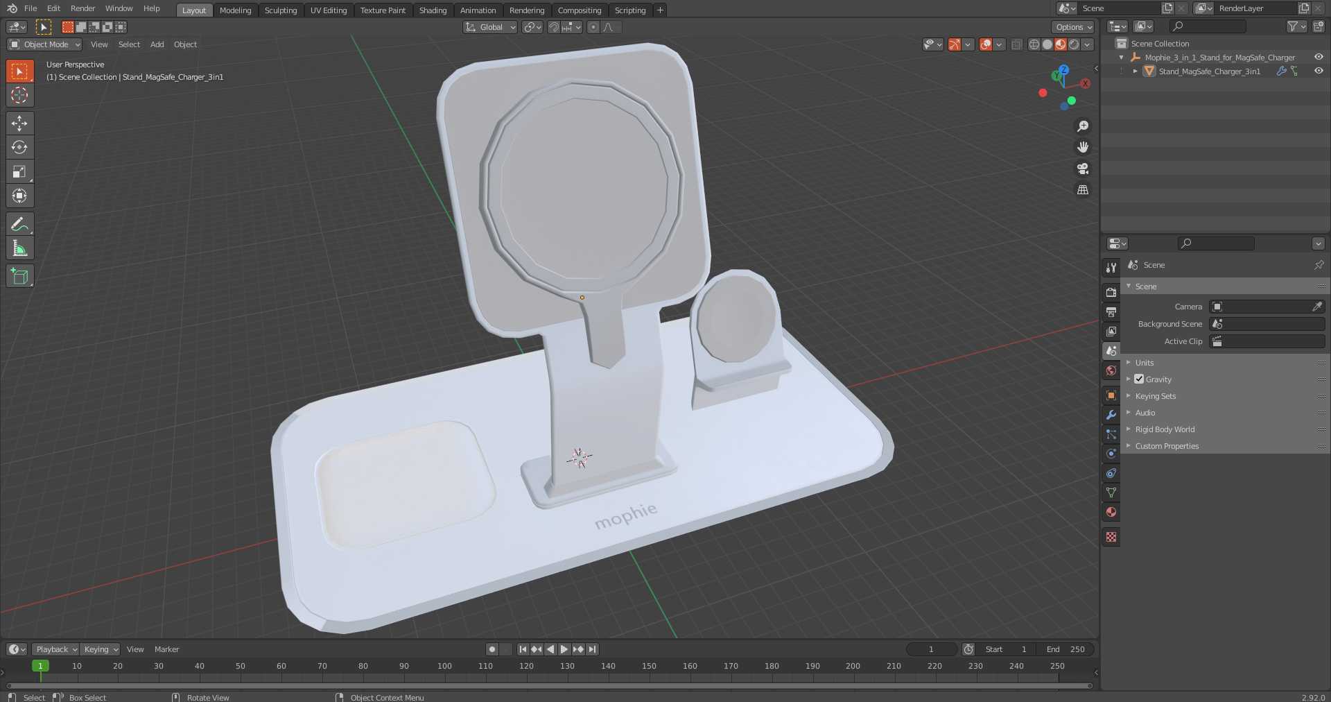 Mophie 3-in-1 Stand for MagSafe Charger 3D model