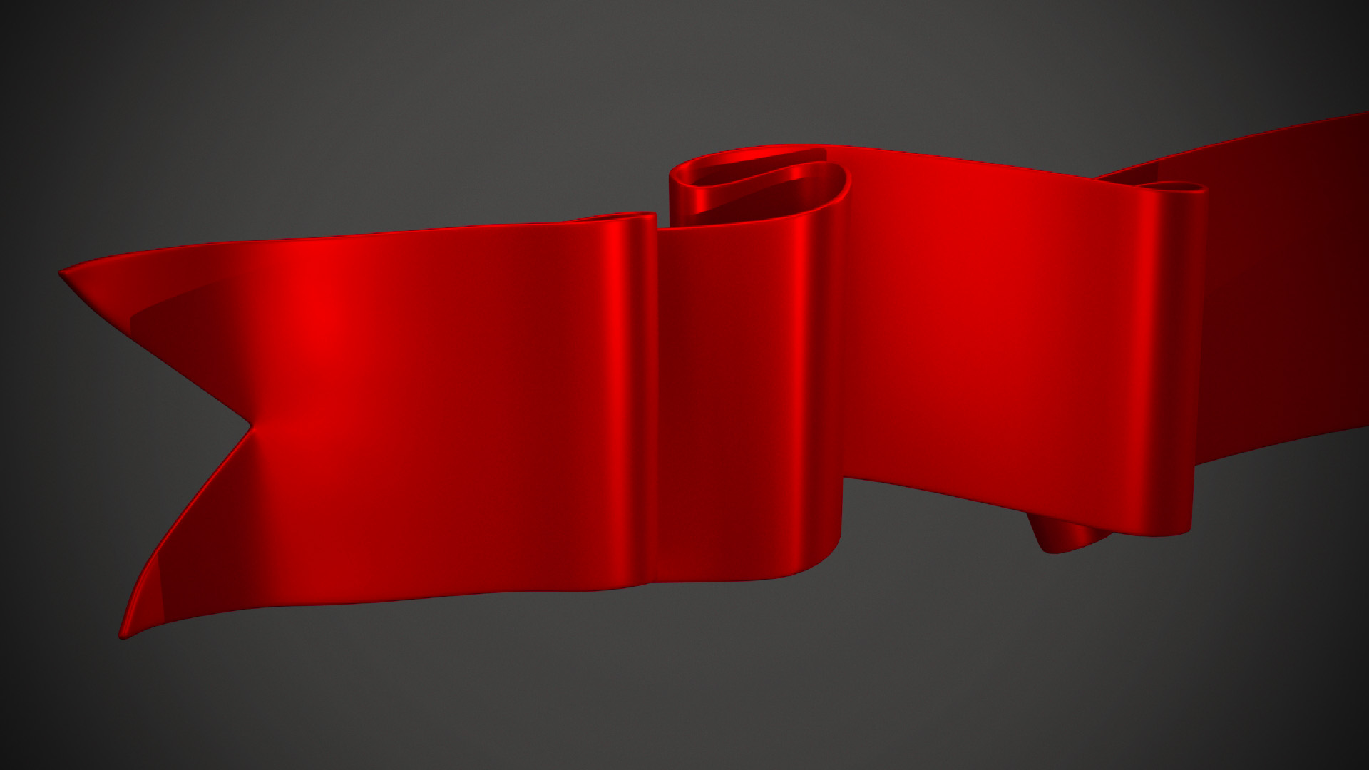 3D Red Label Ribbon Banner model