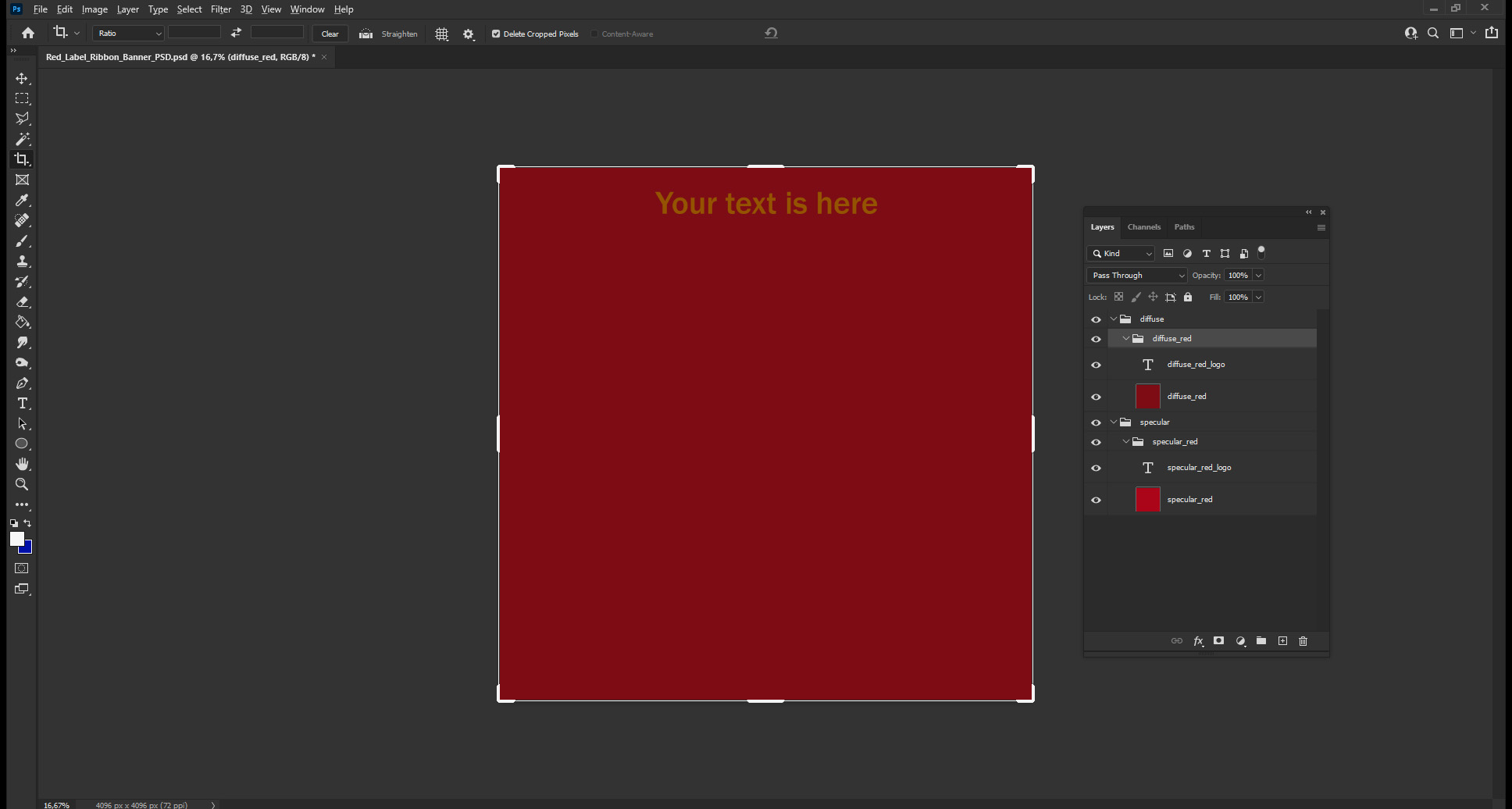 3D Red Label Ribbon Banner model