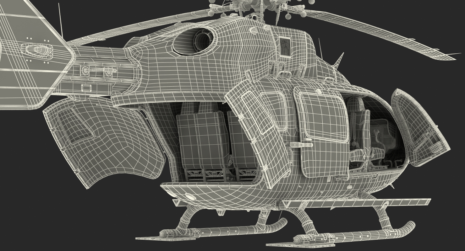 Eurocopter EC145 Medical Helicopter Rigged 3D