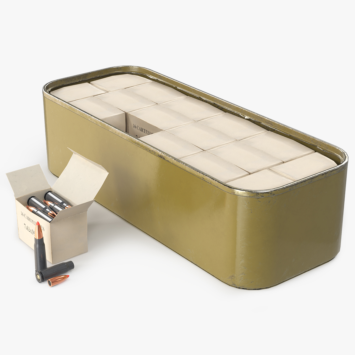 Steel Cartridge Storage Can Rounds Game Ready 3D model preview