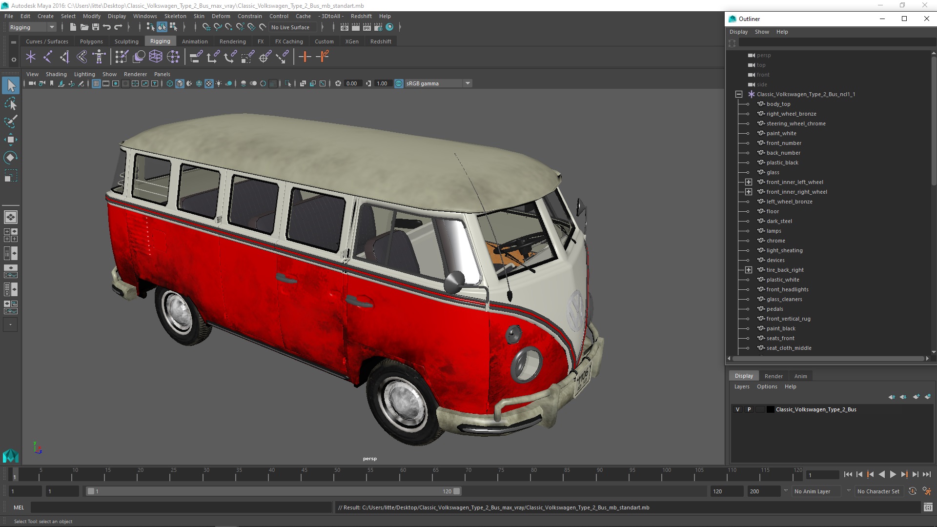 Classic Volkswagen Type 2 Bus 3D model