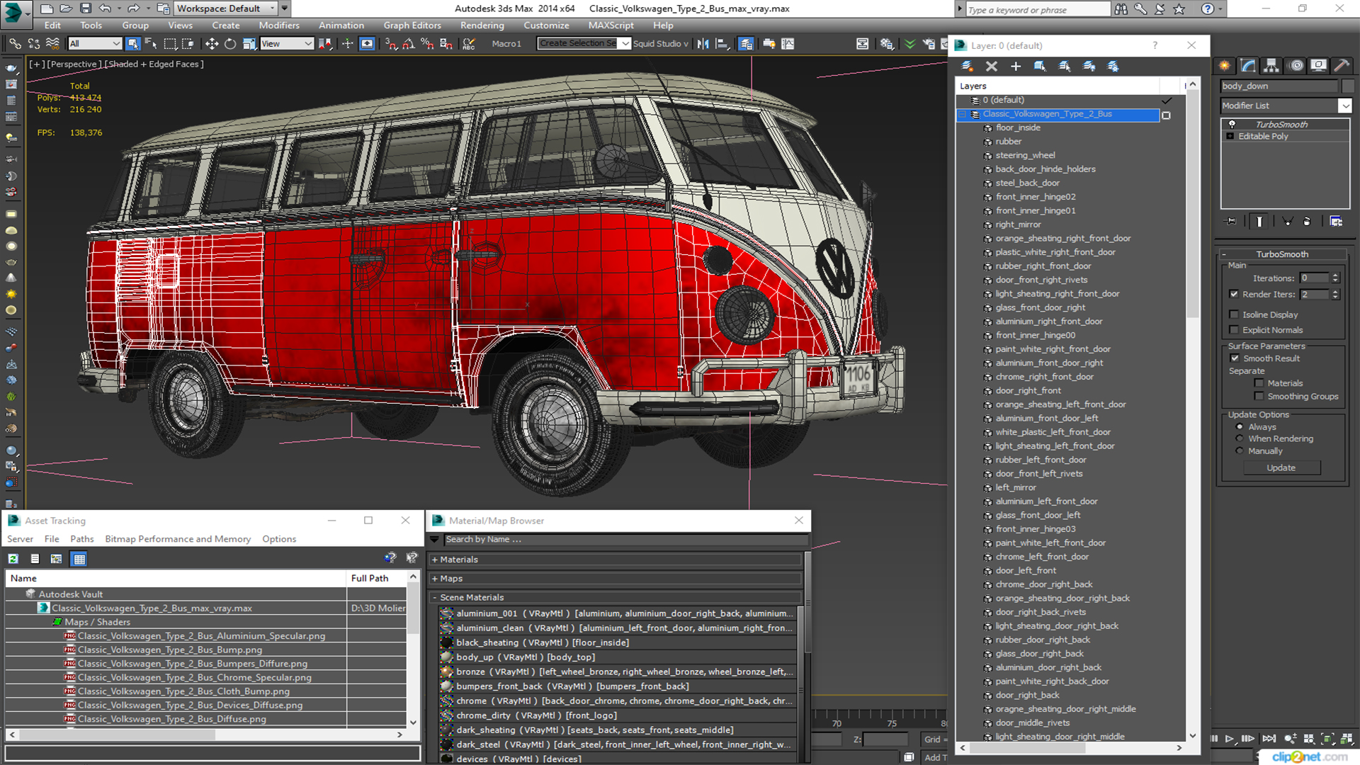 Classic Volkswagen Type 2 Bus 3D model