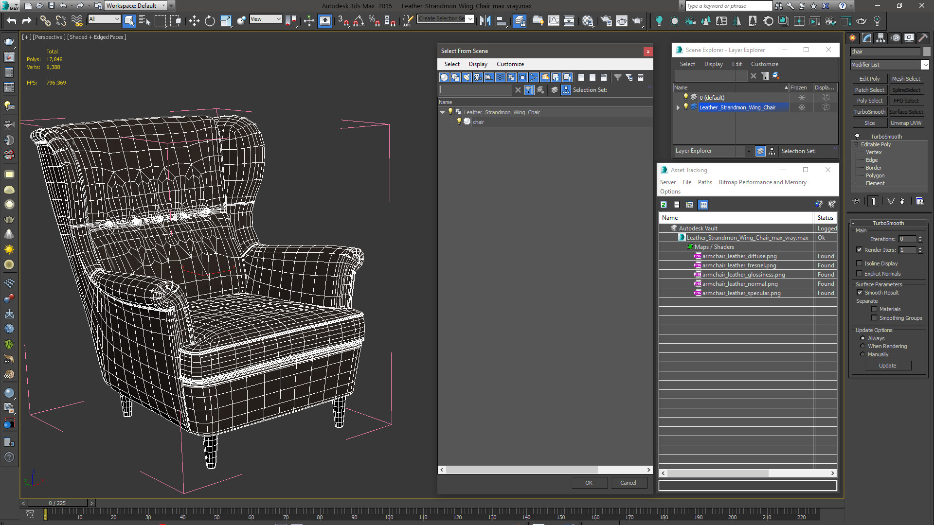 3D Leather Strandmon Wing Chair model