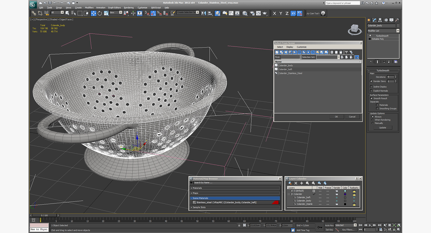 Colander Stainless Steel 3D model