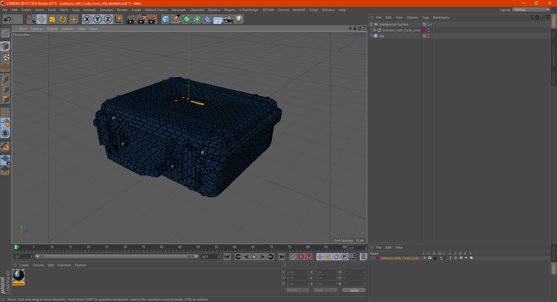 3D Suitcase with Code Lock model