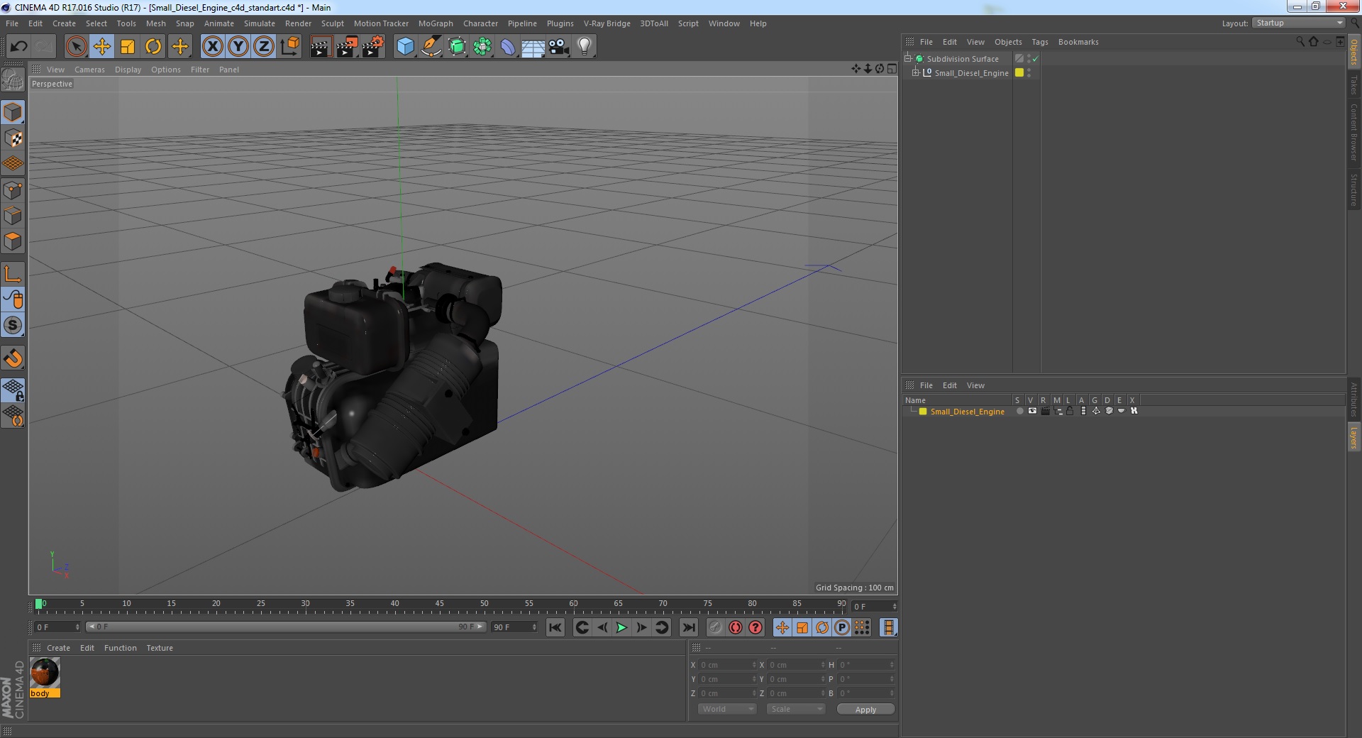 Small Diesel Engine 3D model