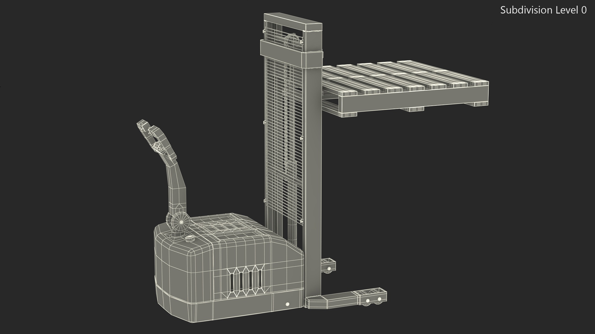 3D model Yellow Pallet Stacker with Wooden Pallet