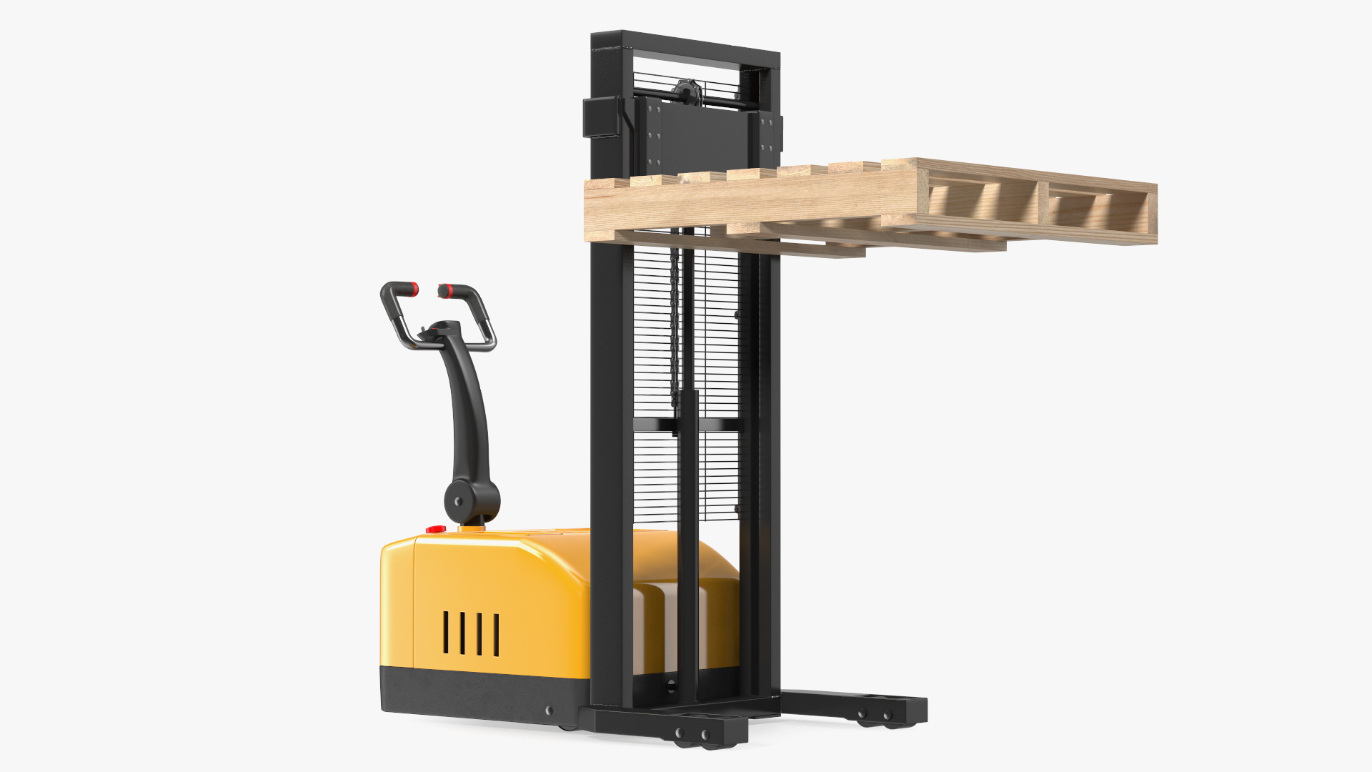 3D model Yellow Pallet Stacker with Wooden Pallet