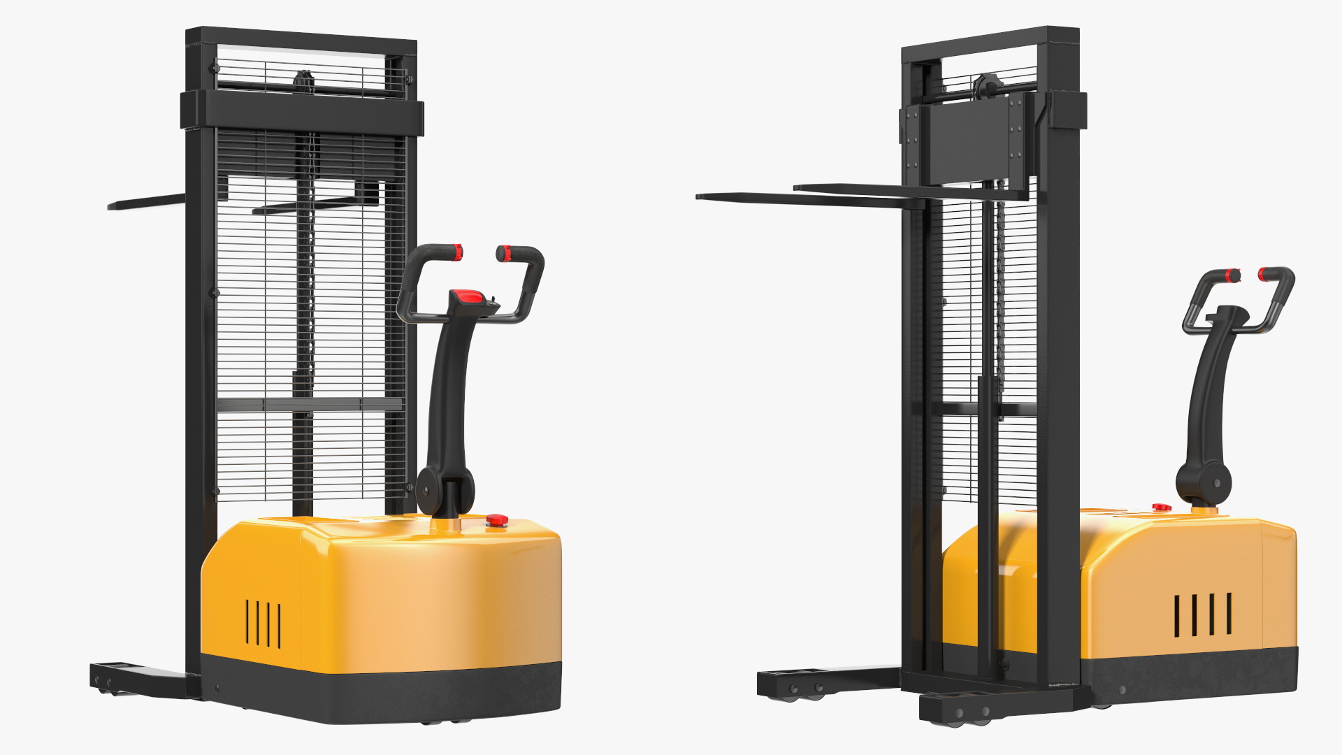 3D model Yellow Pallet Stacker with Wooden Pallet