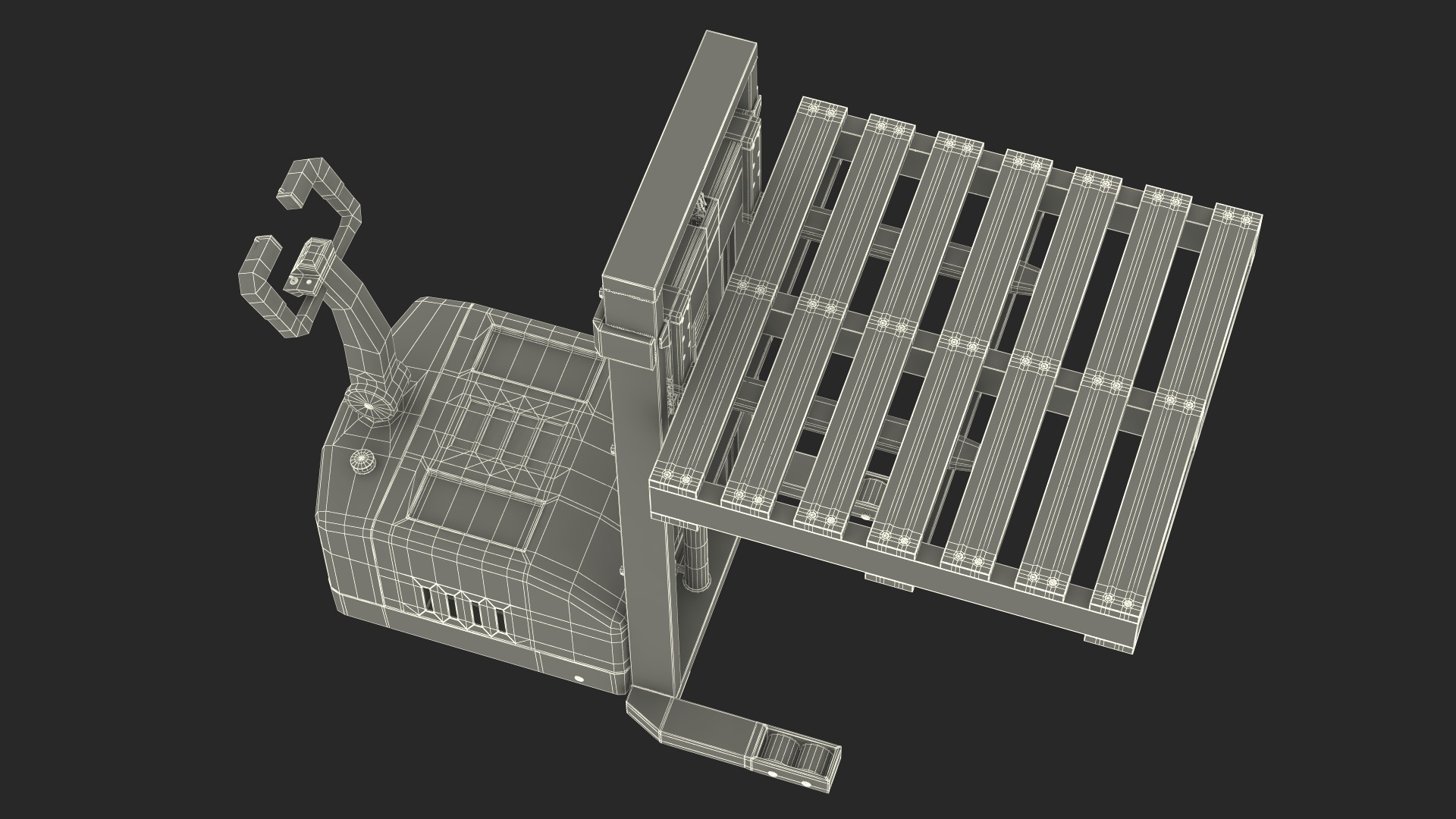 3D model Yellow Pallet Stacker with Wooden Pallet