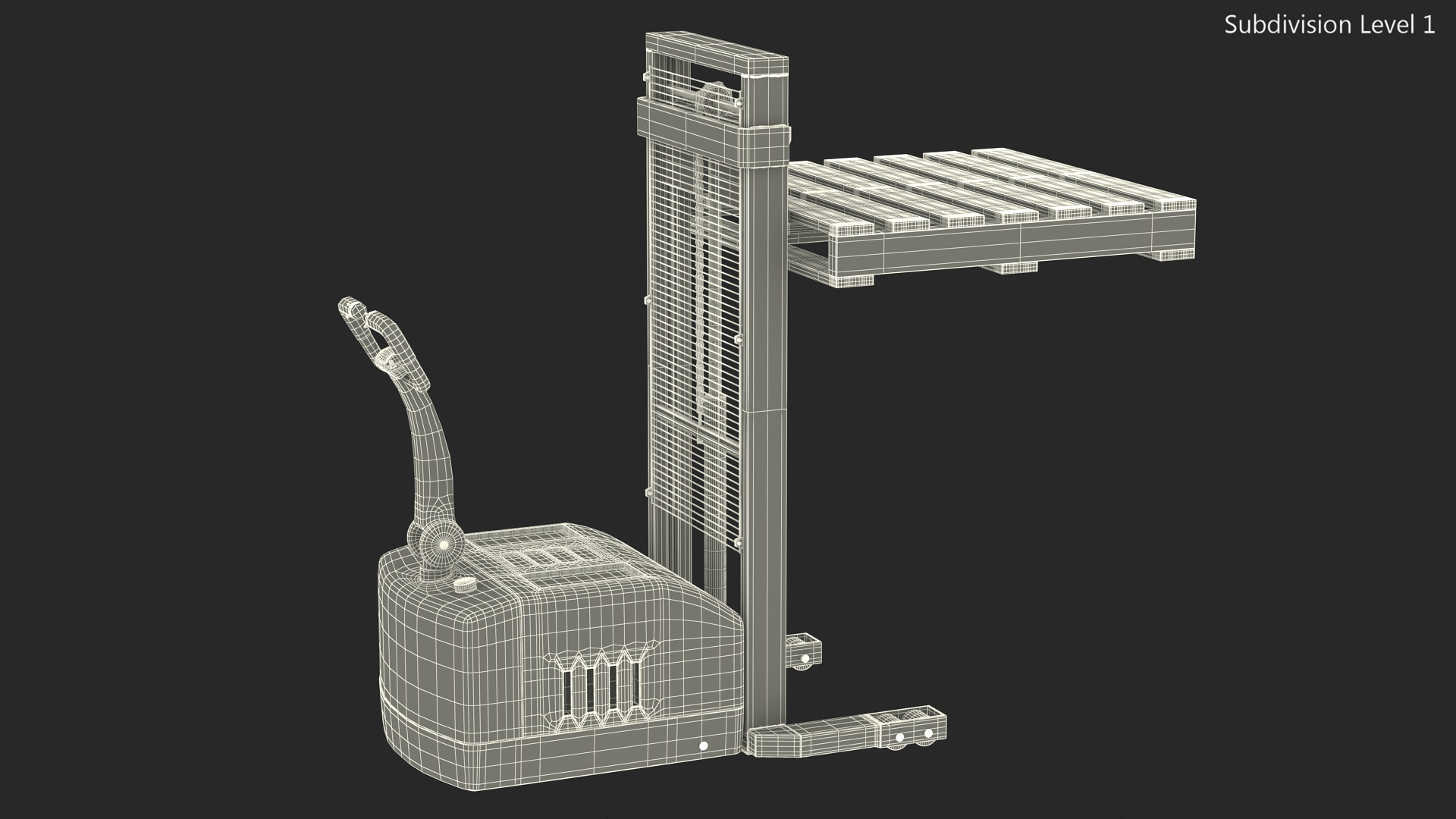 3D model Yellow Pallet Stacker with Wooden Pallet