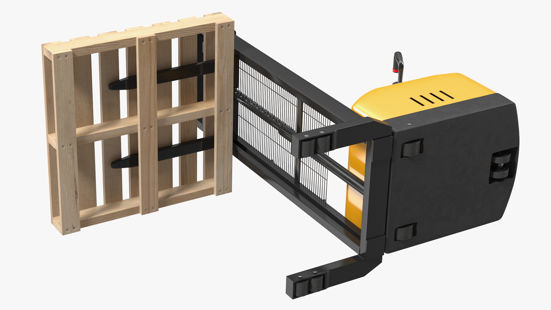 3D model Yellow Pallet Stacker with Wooden Pallet