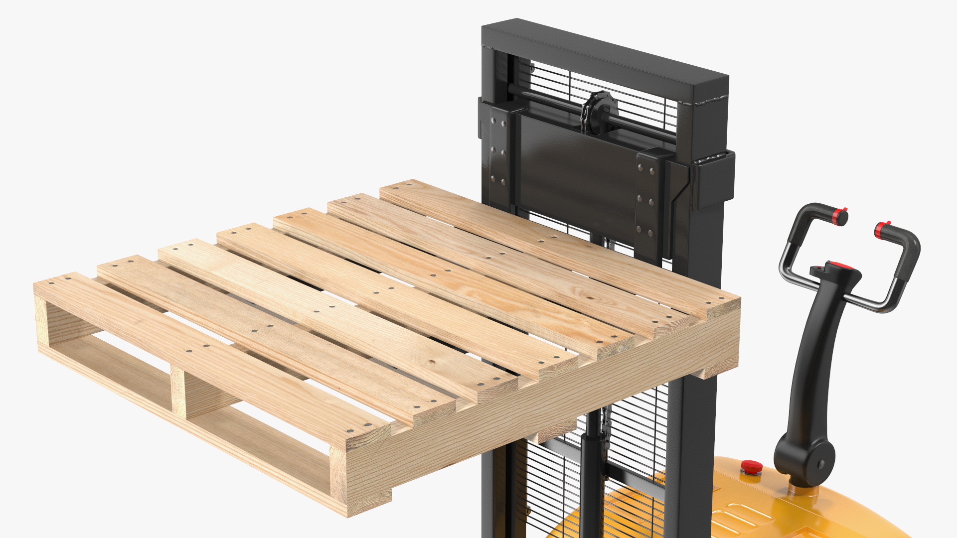 3D model Yellow Pallet Stacker with Wooden Pallet