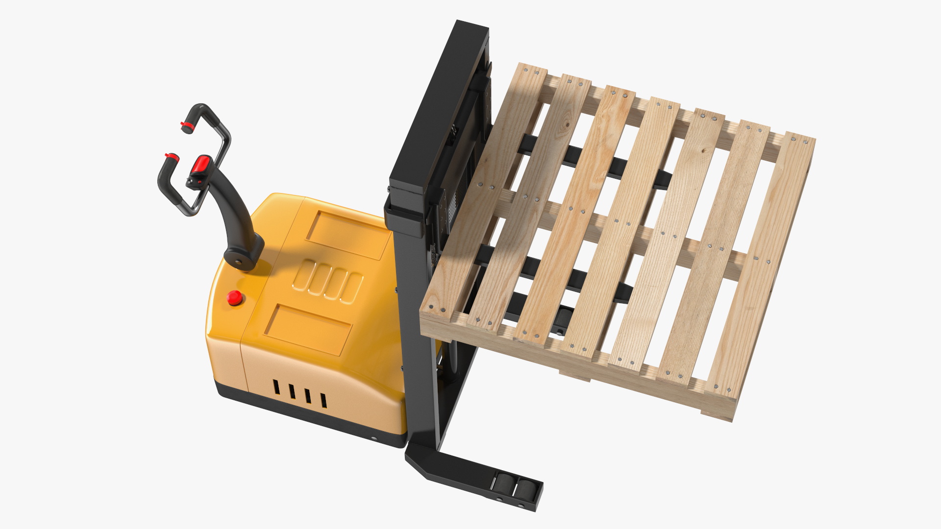 3D model Yellow Pallet Stacker with Wooden Pallet