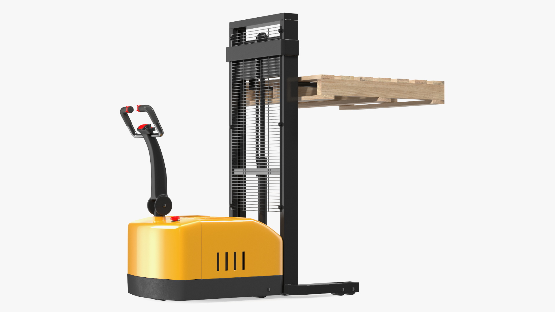 3D model Yellow Pallet Stacker with Wooden Pallet