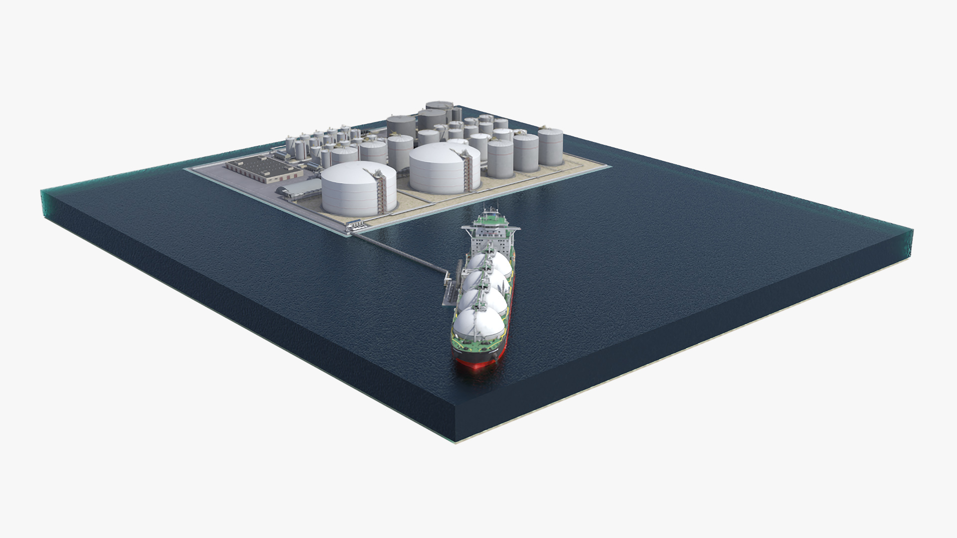 3D LNG Export Terminal with Gas Carrier Ship